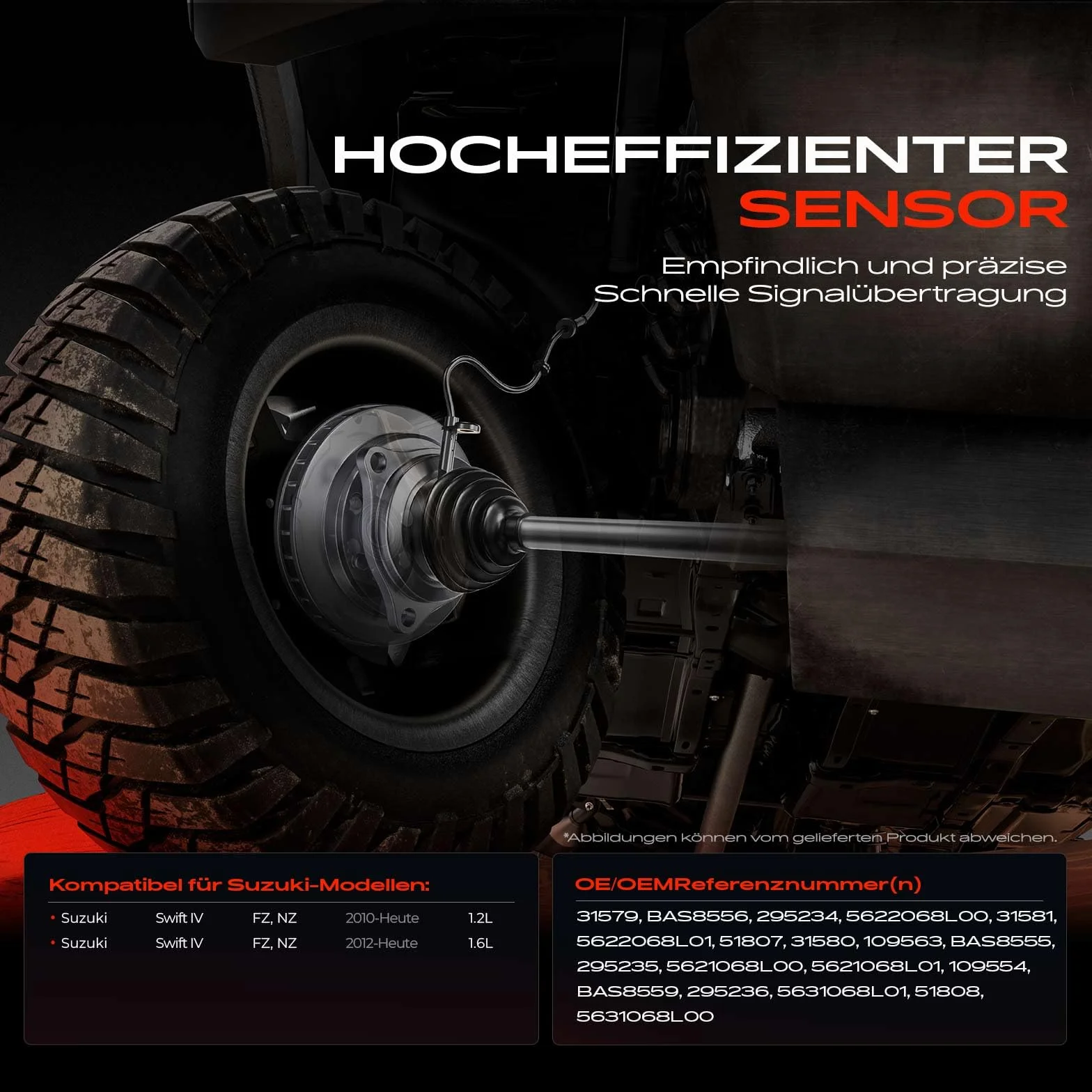 Frankberg 4x Sensore di velocità Sensore Velocità Ruota Sensore ABS di velocità ABS Anteriore Posteriore Compatibile con Swift IV FZ NZ 2010-2025 Replace# 31581,109563