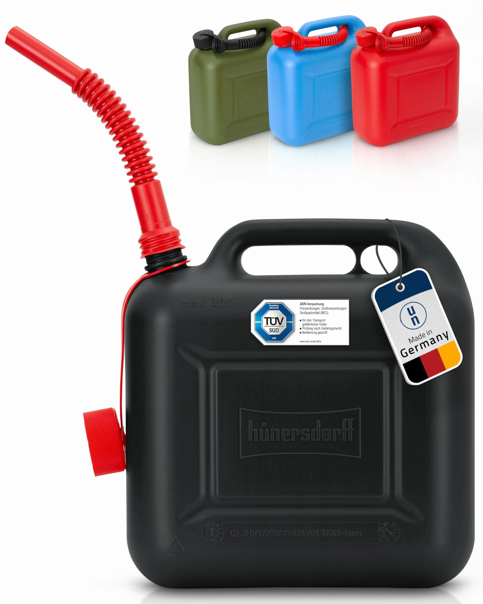 Hünersdorff Tanica carburante 10l STANDARD 812800 benzina diesel omologata UN nero
