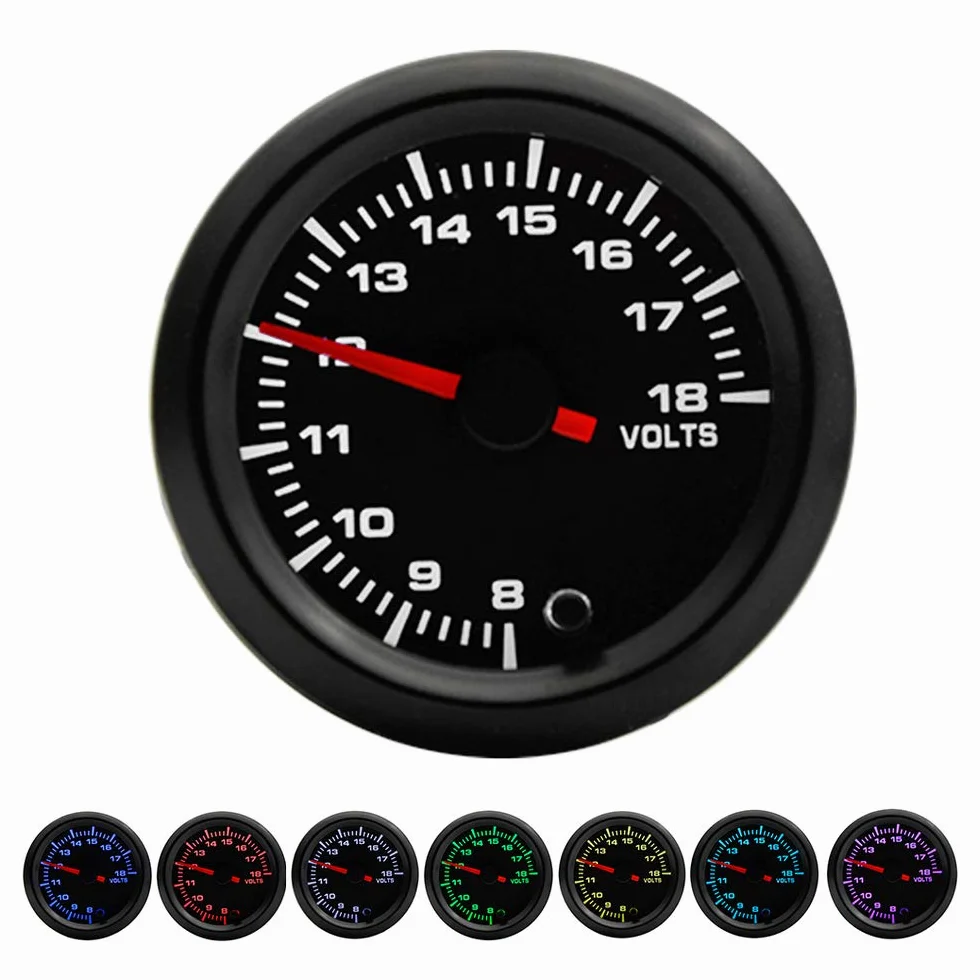 ETOPARS 52mm 2" Motore Auto Kit Calibro di Tensione Volt Puntatore Indicatore Luminoso a LED 7 Colori