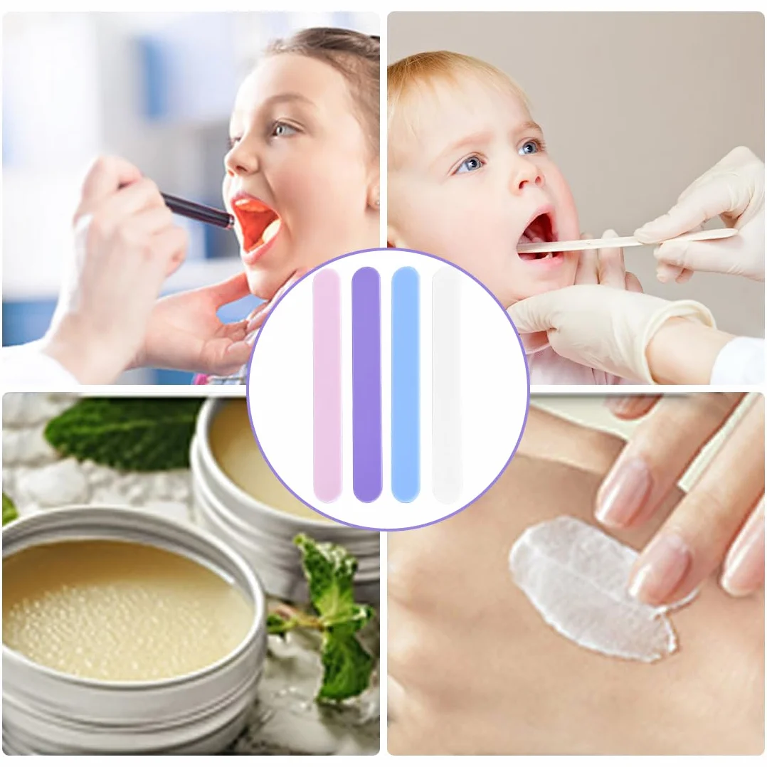 Abbassalingua Plastici 40 Pezzi Tongue Muscle Trainer per Bambini Depressore Lingua Bâtons en Plastique Arti e Mestieri Esame Dentale 4 Colori