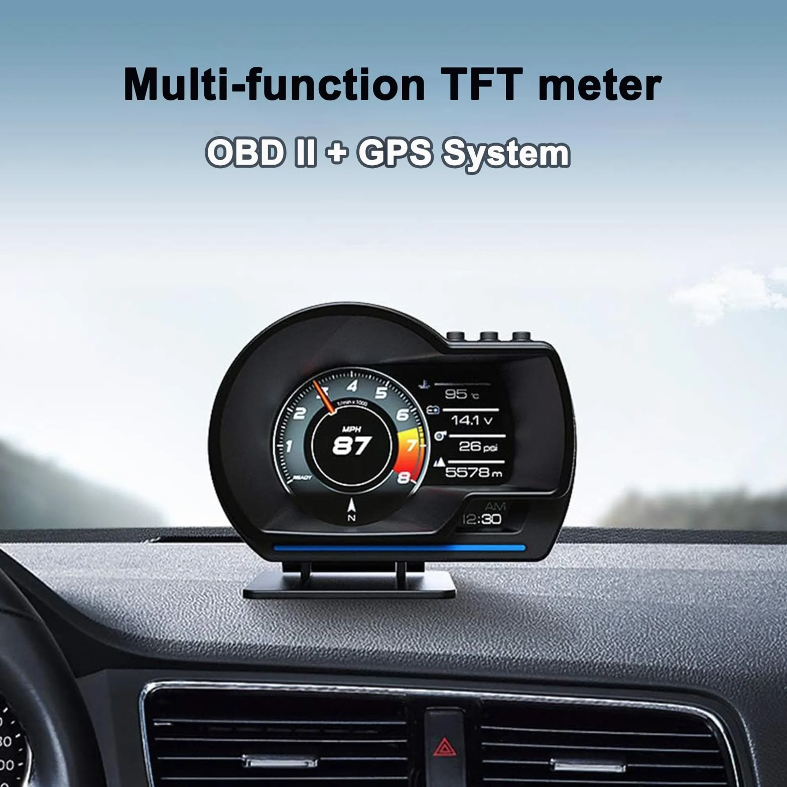 KAOLALI Head Up Display per Auto OBD GPS Tachimetro Universale HUD Indicatore Intelligente con Staffa Regolabile Luce KMH MPH per Auto Camion Camper Tachimetro Guida sicura