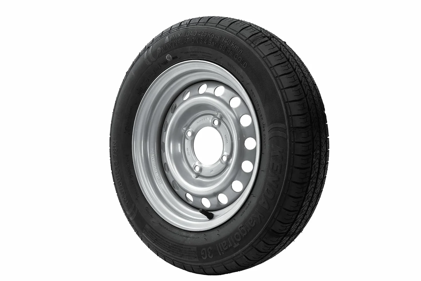KENDA Ruota Completa per Rimorchio 145/80 R13 78N, Massima Stabilità e Sicurezza con Cerchio in Acciaio 4Jx13 H2 4x115 ET0 per Rimorchi Leggeri e da Campeggio