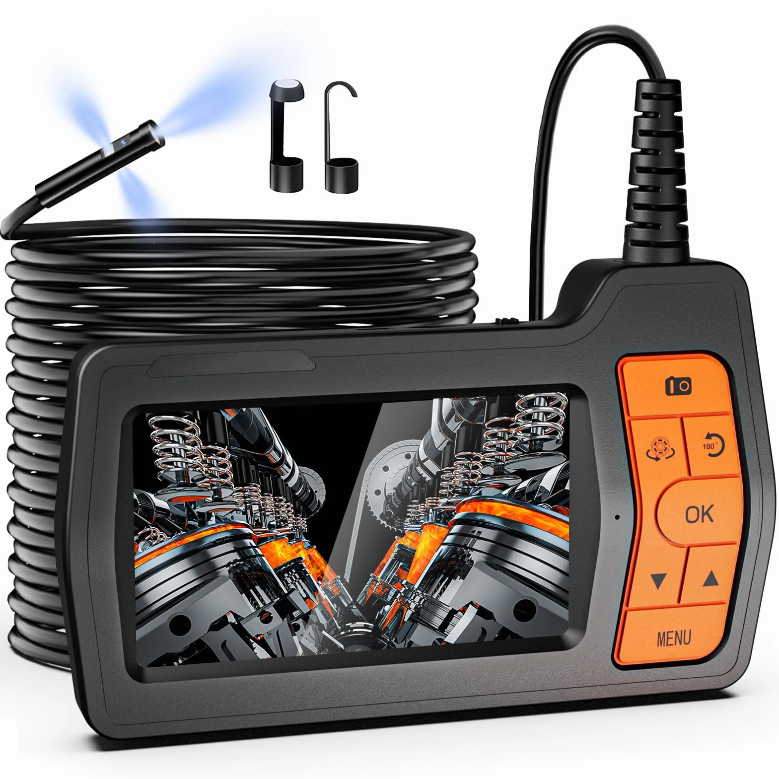 Telecamera Endoscopica Tripla Lente 5.0 Pollici 15 m IP67 1080P HD 32G Endoscopio Industriale