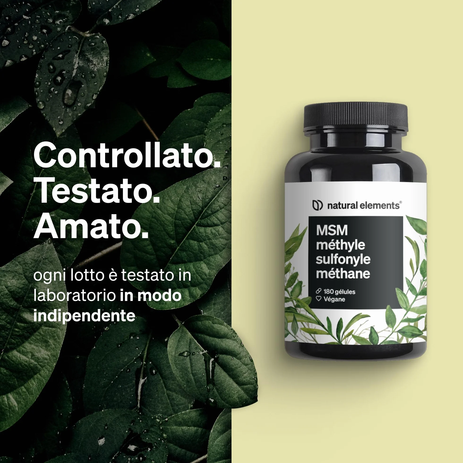 MSM in capsule 180 capsule vegane 1600 mg metilsulfonilmetano in polvere per dose giornaliera altamente dosato prodotto in Germania