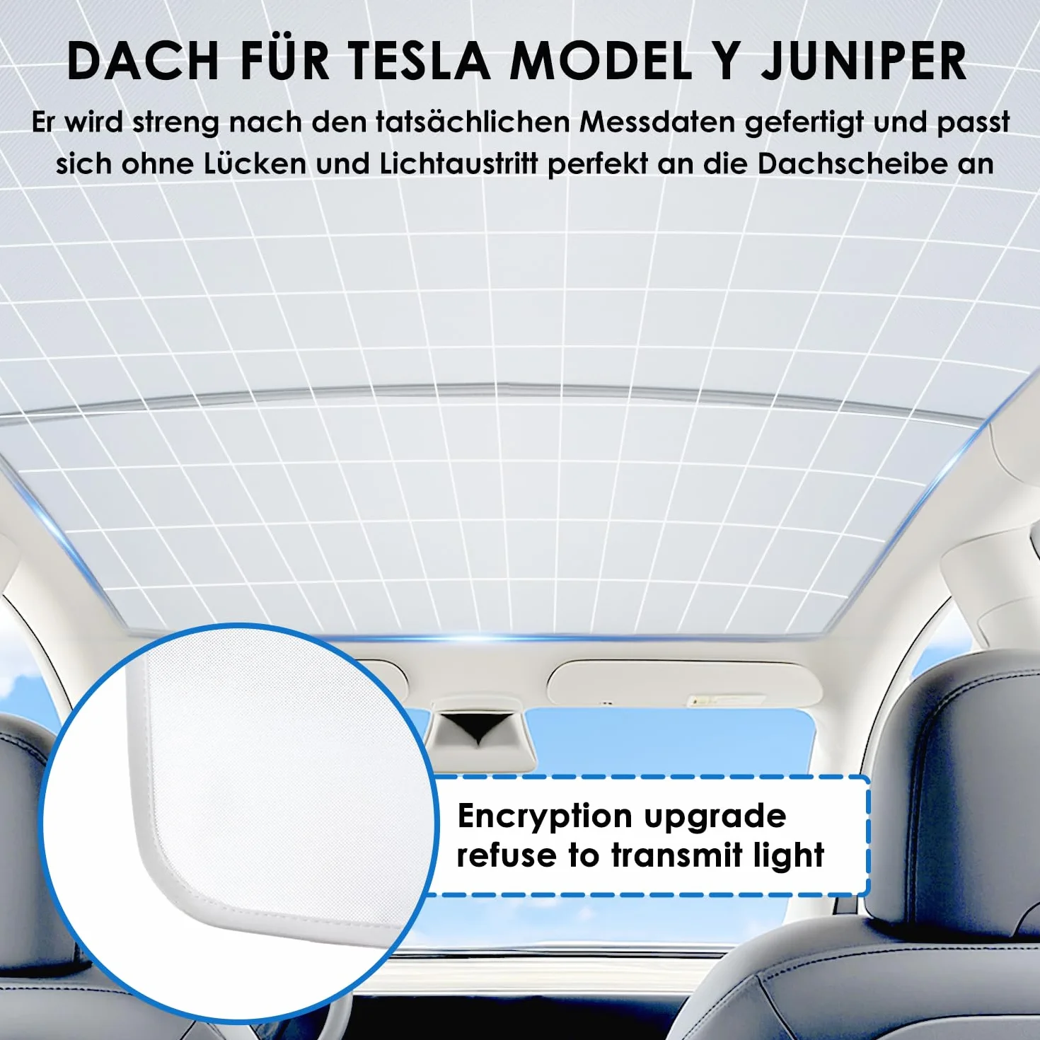 Parasole per Tetto Panoramico per Tesla Model Y, Parasole Tetto Juniper Set 2, Struttura Isolante a 8 Strati in Nanomateriali, Tettoia Model Y 2025 Protezione UV, Cerchi in Acciaio Rinforzato