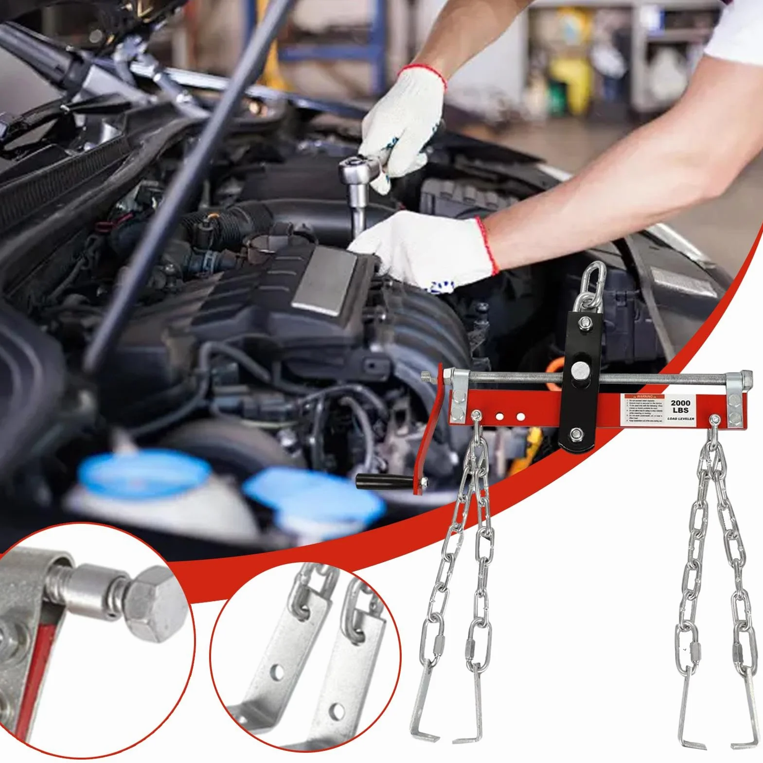 Livellatore di sollevamento del motore | Bilanciatore del carico del garage, livellatore del motore 0,9 tonnellate di capacità di carico regolabile per di sollevamento motore
