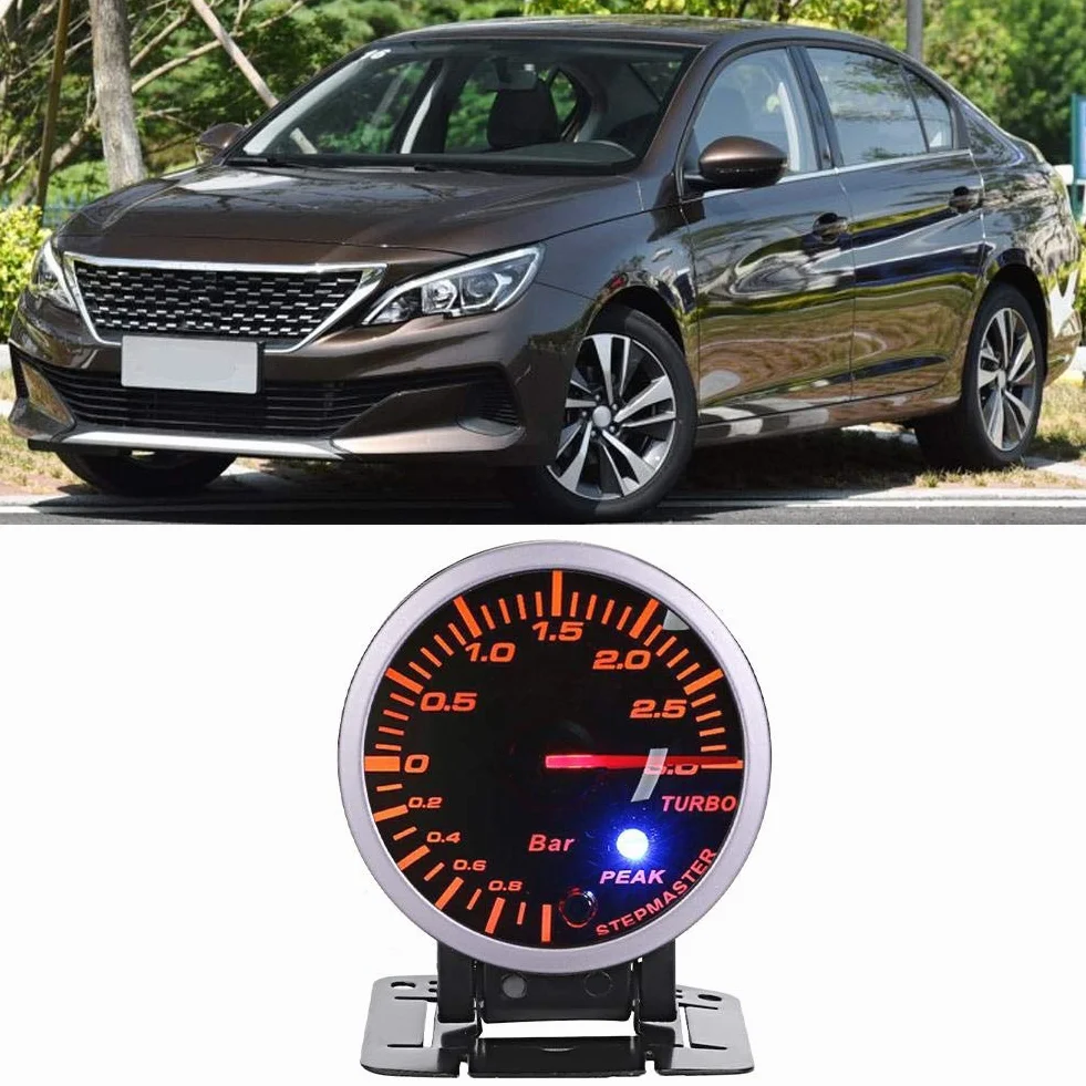 Manometro Turbo,Led Turbo Boost Gauge, Turbo Boost Meter, 2.5Inch 60Mm 3.0 Bar Led Modifica Auto Turbo Boost Gauge Meter Puntatore Dc12V