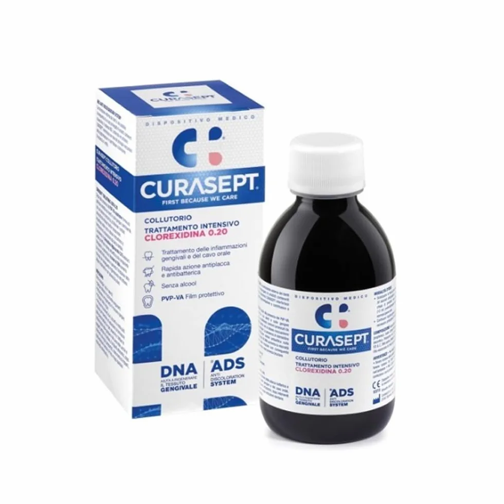 Curasept Kit Igiene Orale Intensiva 0,20% Clorexidina - Collutorio 200 ml + Gel Dentifricio 75 ml