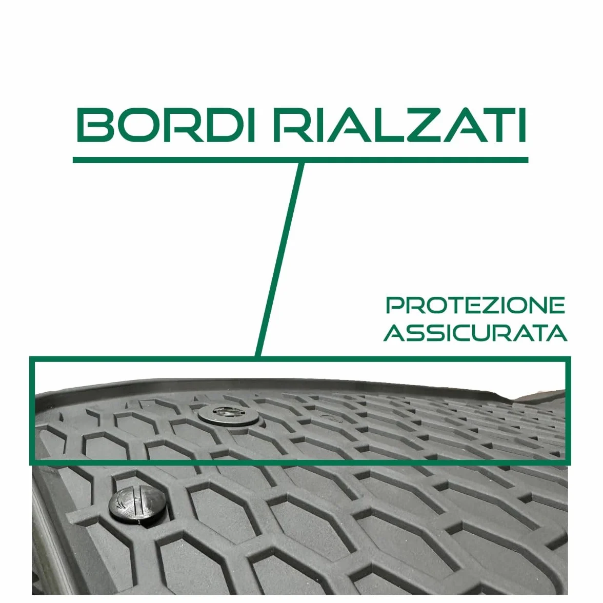 SERIE 4 TAPPETI - TAPPETINI IN GOMMA TPE NERI PER FIAT PANDA III DAL 2012 in poi