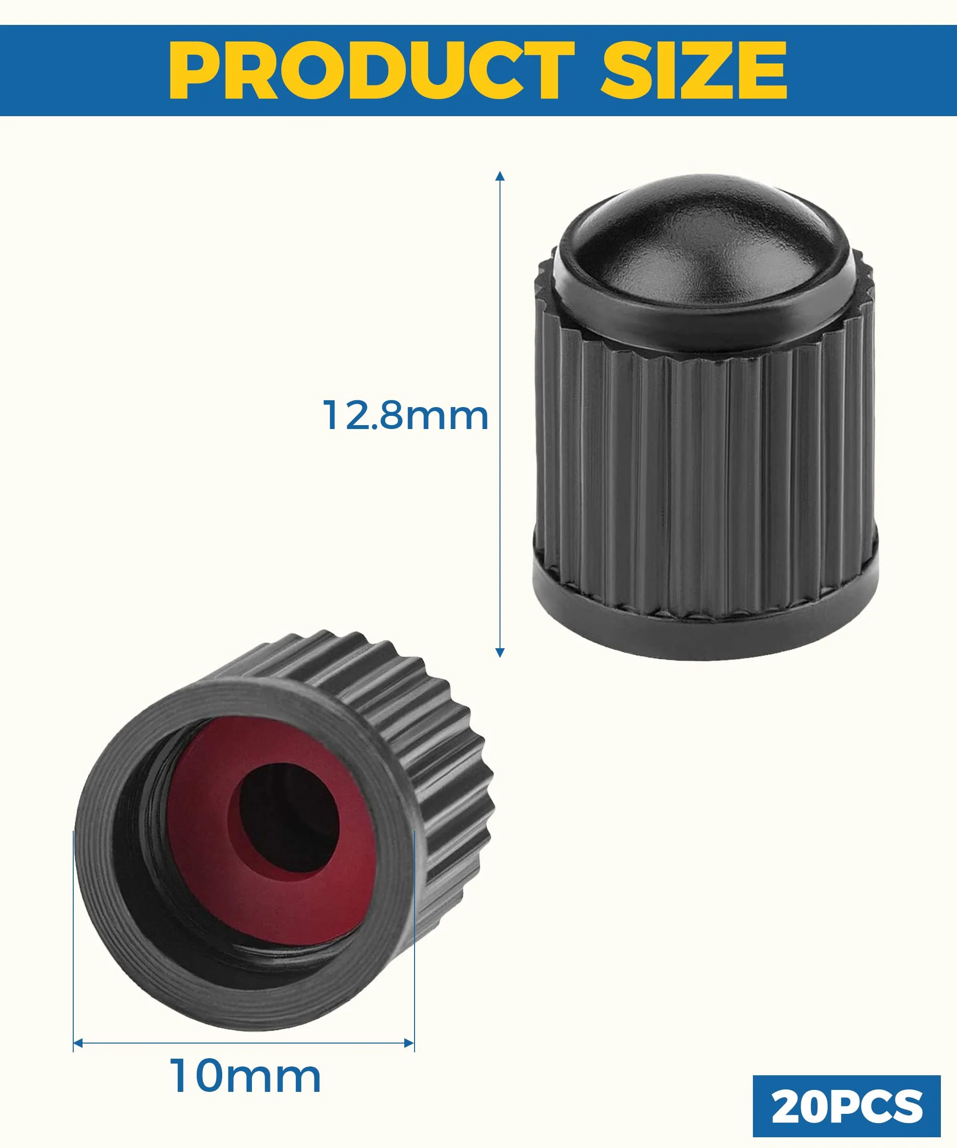 Flaconi 20PCS Tappini Gomme Auto,Tappi Valvole Pneumatici Auto,Tappi Pneumatici Auto,Tappi Ruote Auto,Tappino Bici con o-ring,Universali Tappini Gomme Auto Cappuccio Valvola per Biciclette/Moto/Camion