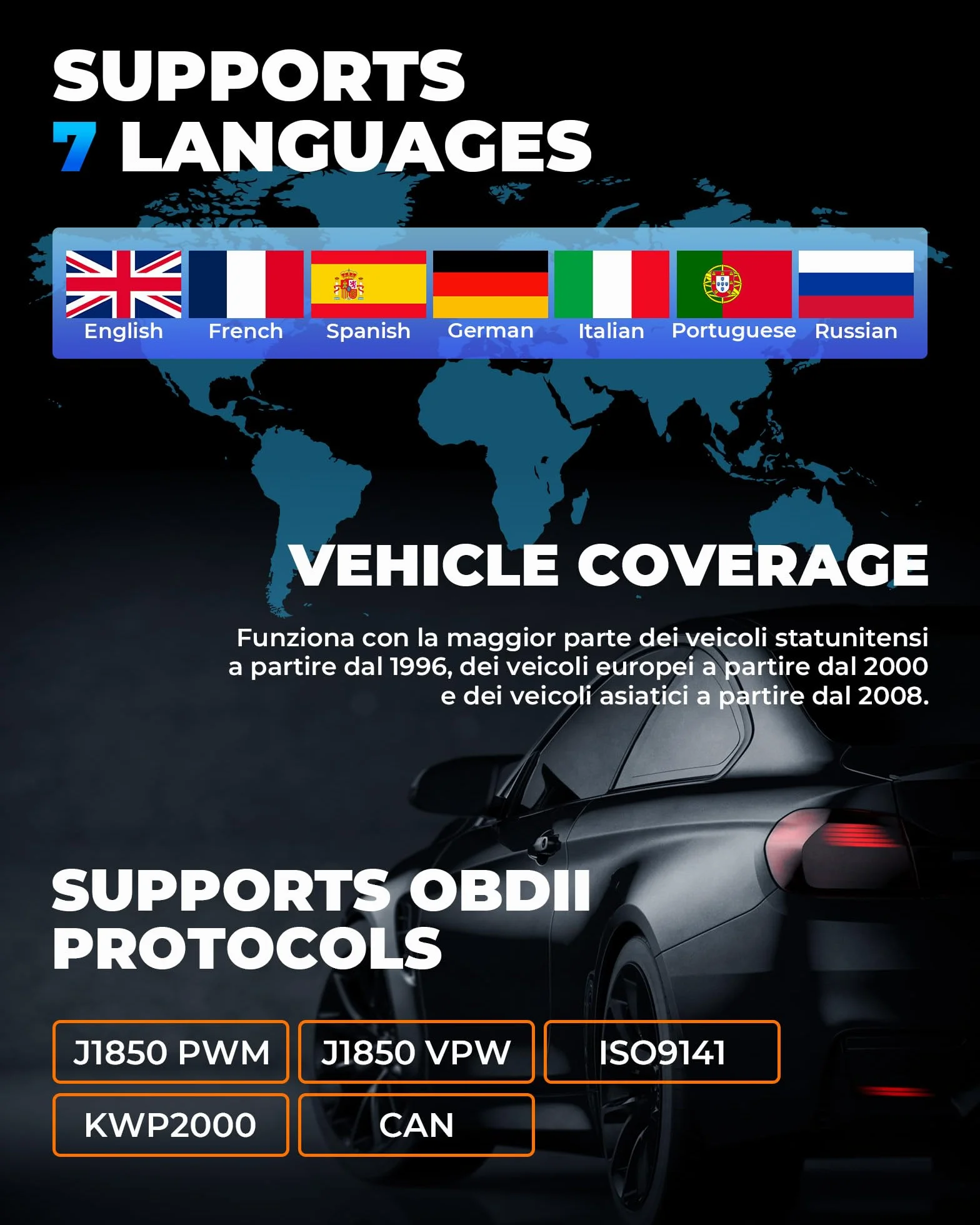 TOPDON AL400 OBD2 Diagnostico per Auto, 10 Modalità, Schermo 2.4 Pollici TFT