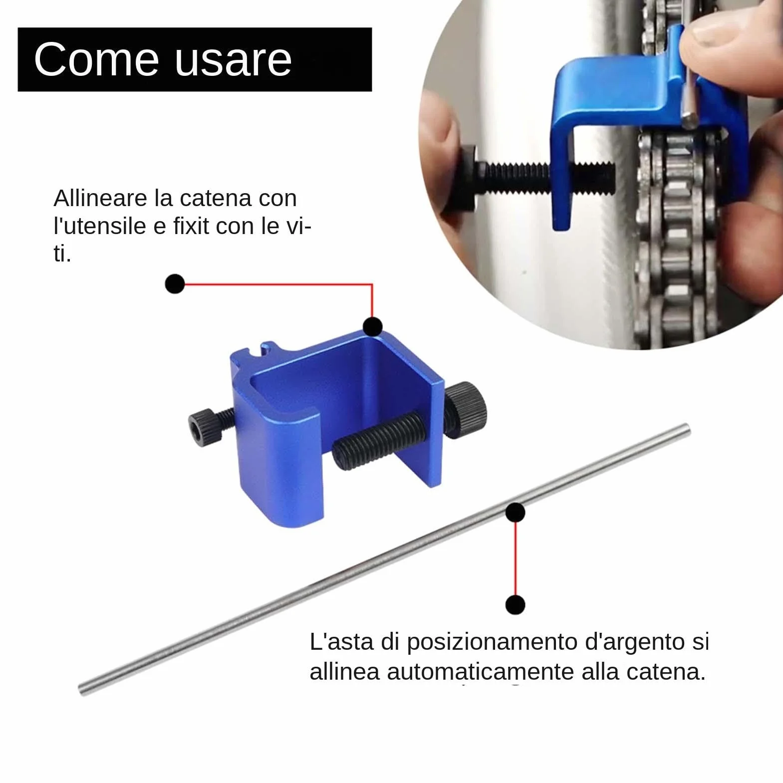 Strumento di allineamento catena per moto regolazione rapida riparazione scooter