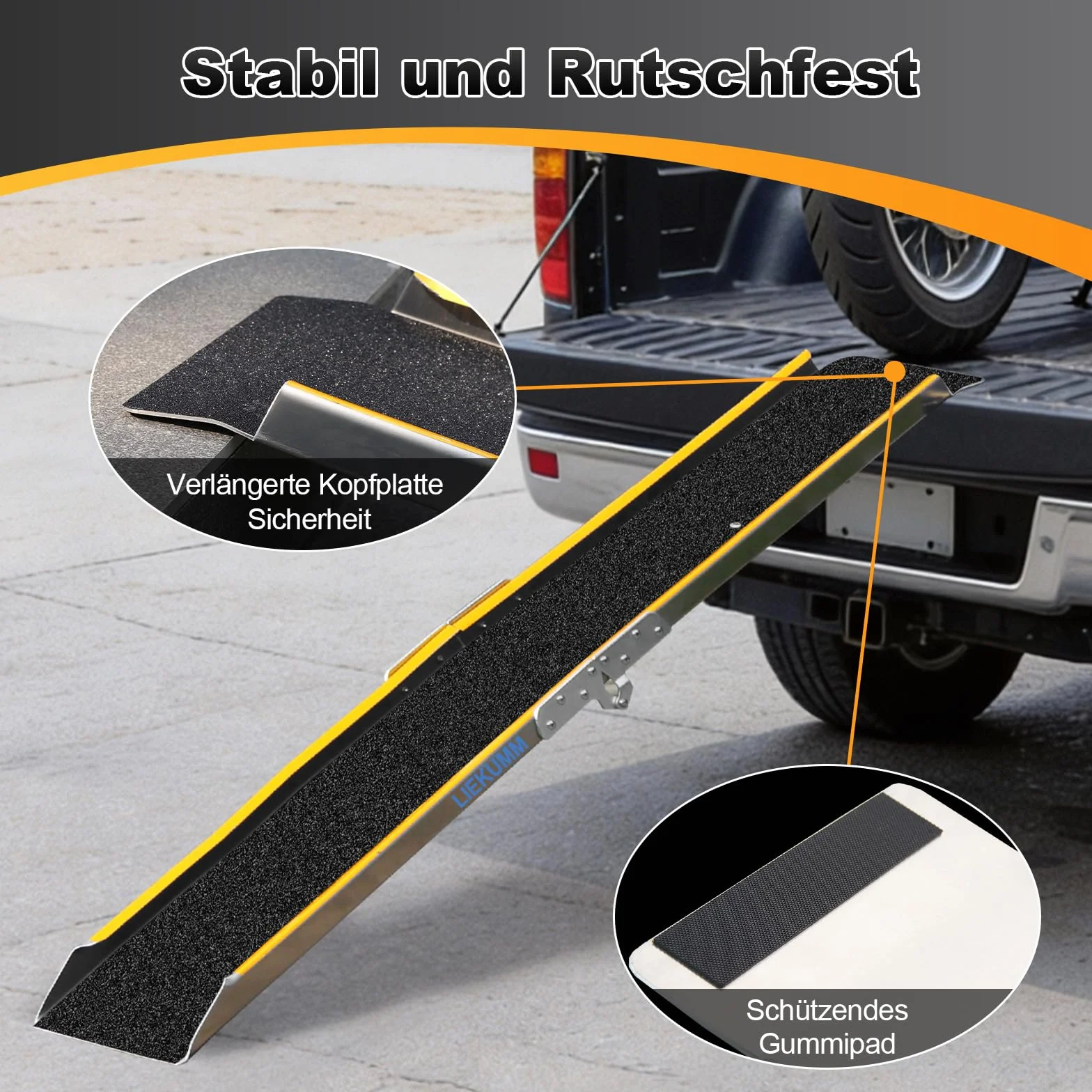 LIEKUMM Rampa di Carico Pieghevole in Alluminio, 180 x 25 cm Rampa di Salita, Portata 200 kg Portatile Rampa per ATV con Superficie Antiscivolo Rampa per rimorchi fuoristrada