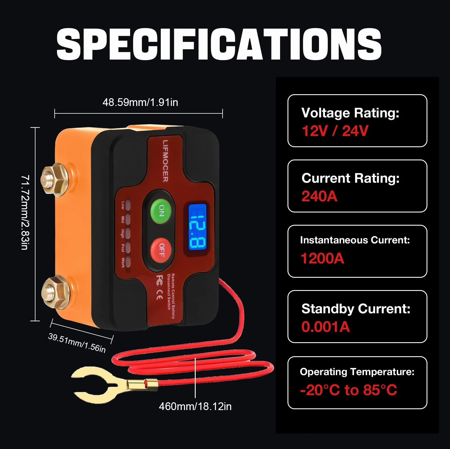 Stacca Batteria 12V Per auto con Display LED, Staccabatteria Automatico Antifurto, 240A Sezionatore Remoto Senza Fili, Con 2 Telecomandati Wireless Interruttore Batteria Per auto Camper Camion