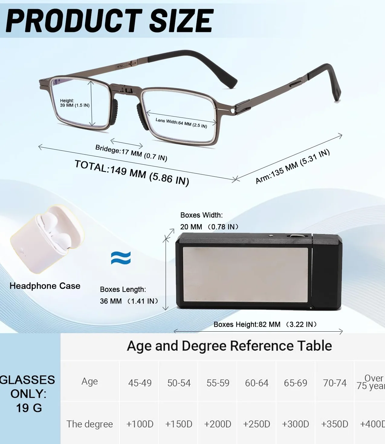 Hubeye Occhiali da lettura Pieghevole in Acciaio inox Anti luce blu 2.00 con Cerniela a molla e Scatola in metallo