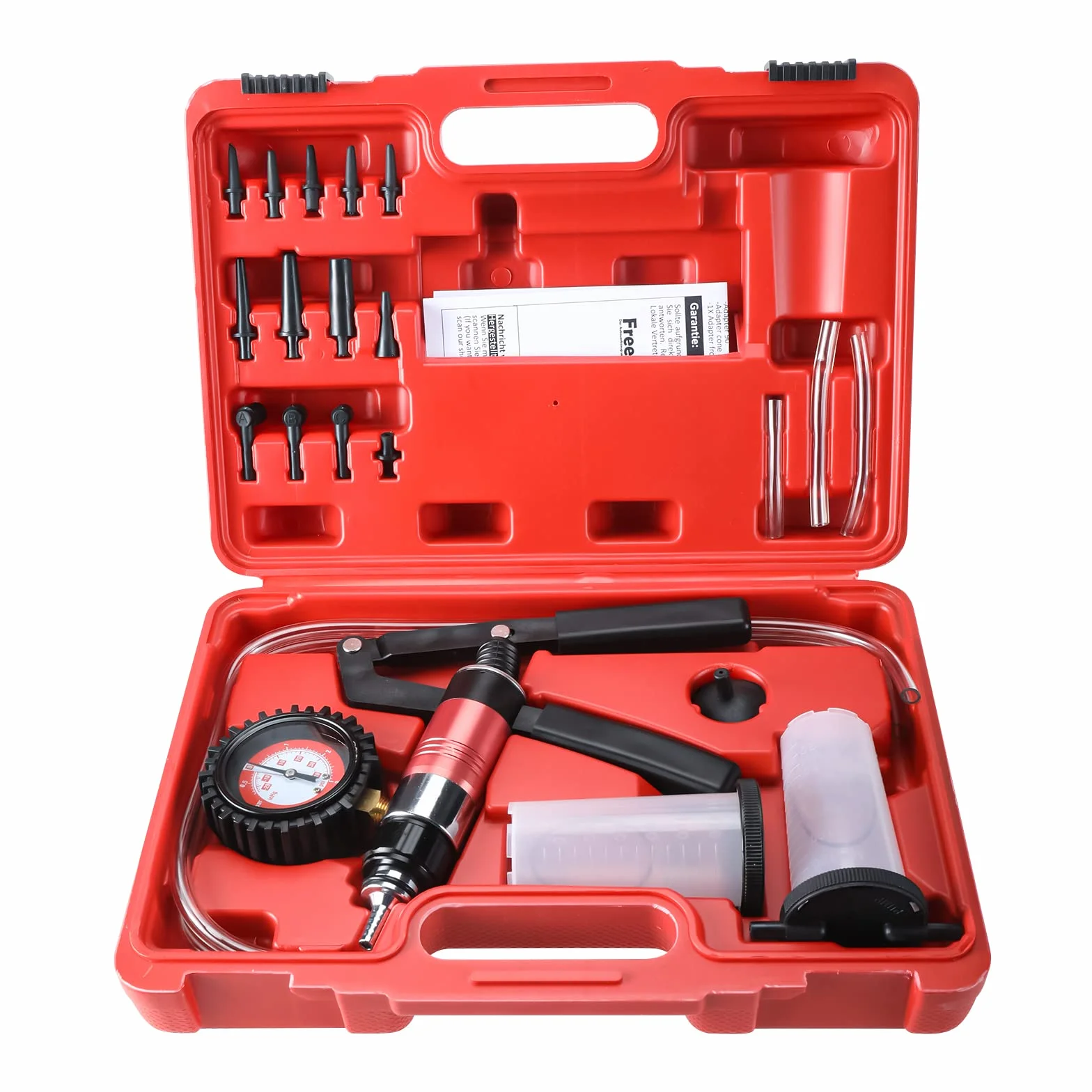 FreeTec Pompa Vuoto Spurgo Freni 21 Pezzi Kit Tester Manuale Depressione Auto Moto