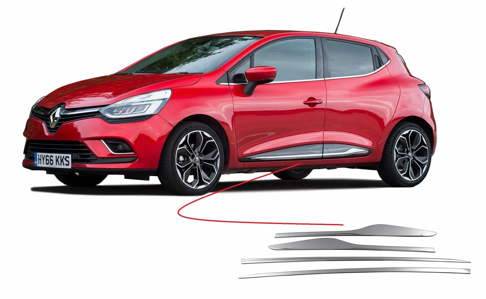 Ricambi Adatto per Renault Clio IV 2012-2018 4 pezzi in acciaio inossidabile rivestimenti cromati portiere laterali