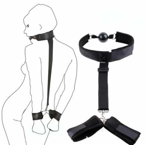 Bavaglio BDSM per Adulti con Pallina, Costrittivo Mani Dietro la Schiena, Accessori Bondage