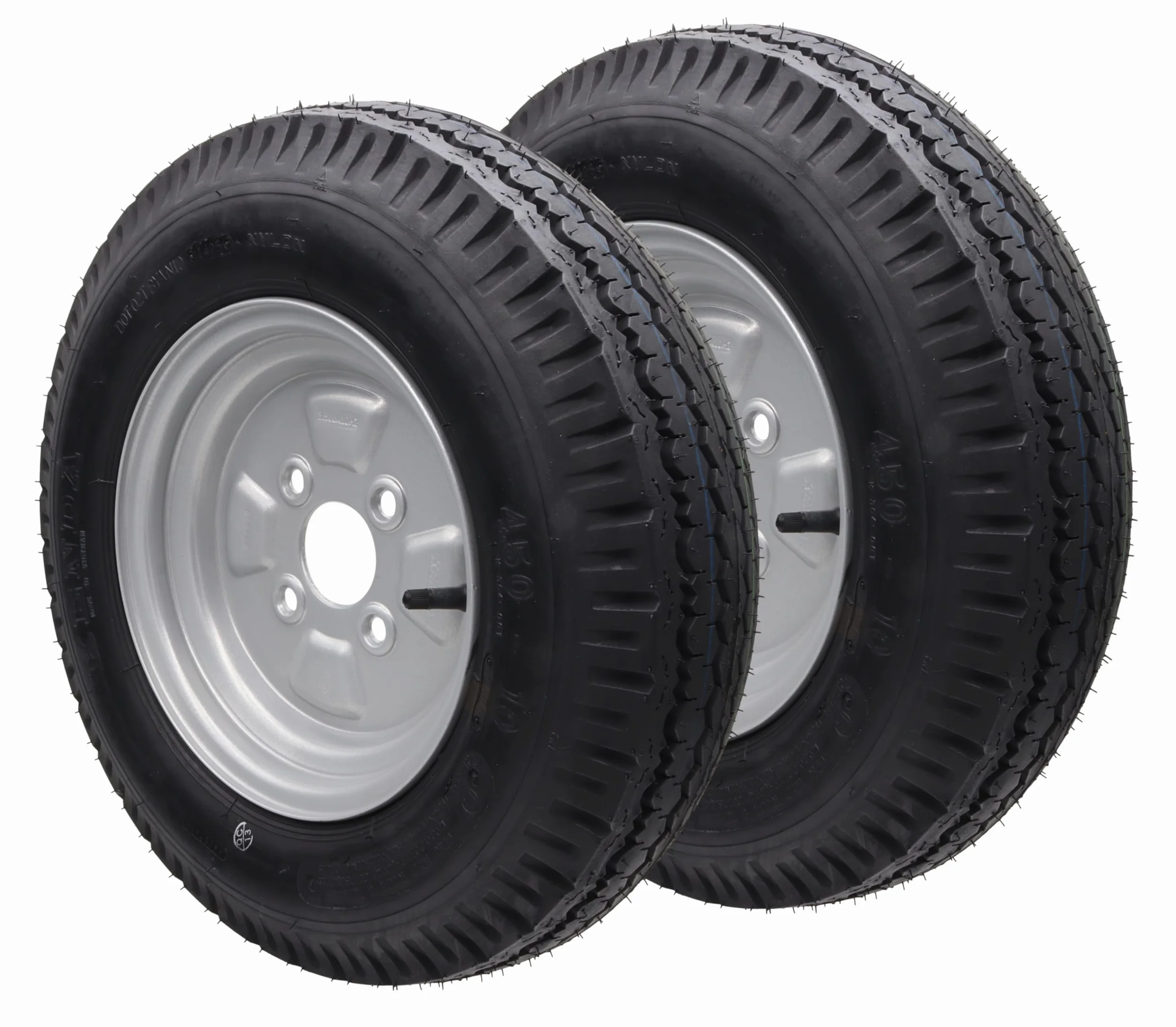 Ruota completa 4,50-10 400 kg diametro foratura 4x100 mm 76M per Stema 2x