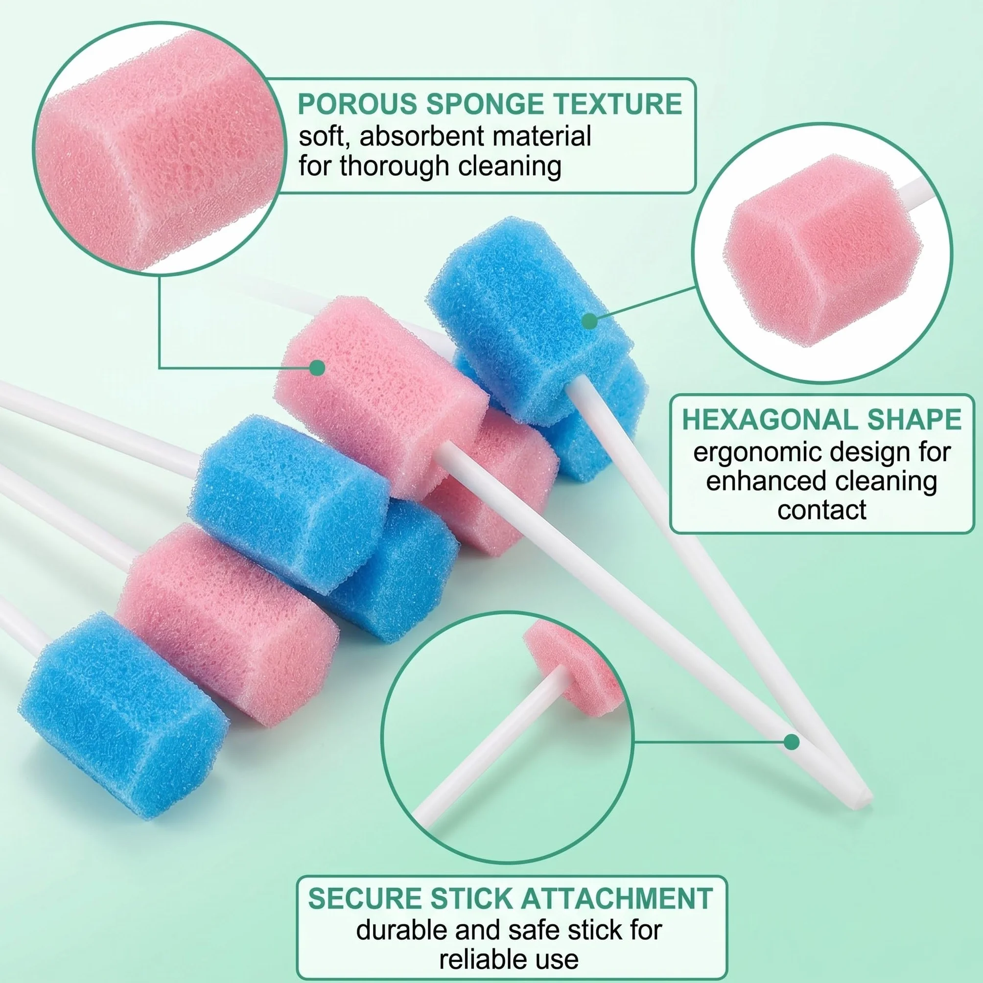 Kit Igiene Orale 40 Pezzi Spugna Bastoncini Pulizia Cavo Orale Monouso per Denti e Gengive