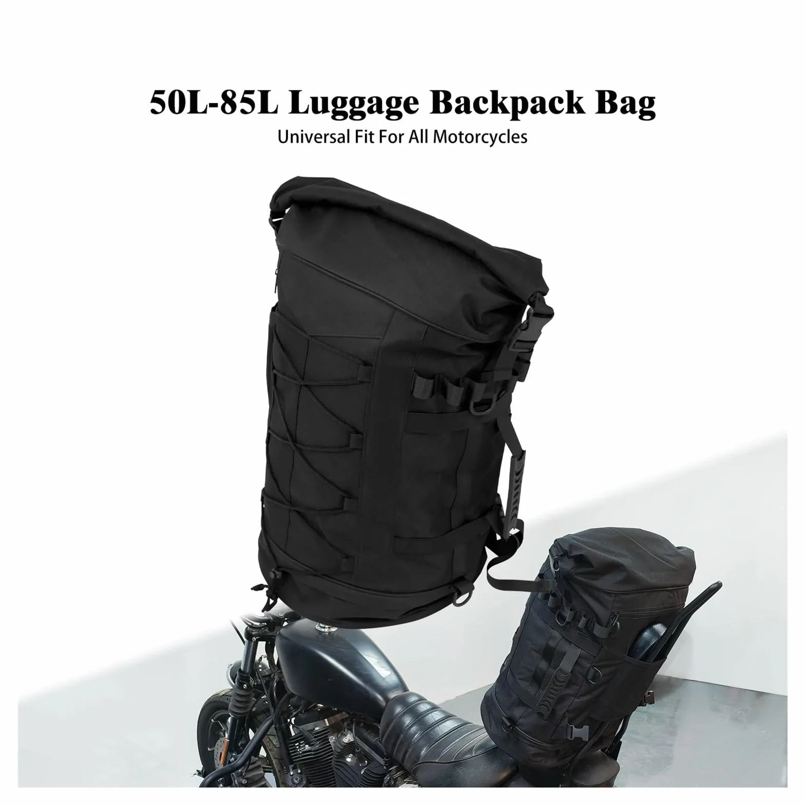 Borsa Moto Posteriore 50L-85L Zaino Portabagagli Sissy Bar Universale Espandibile