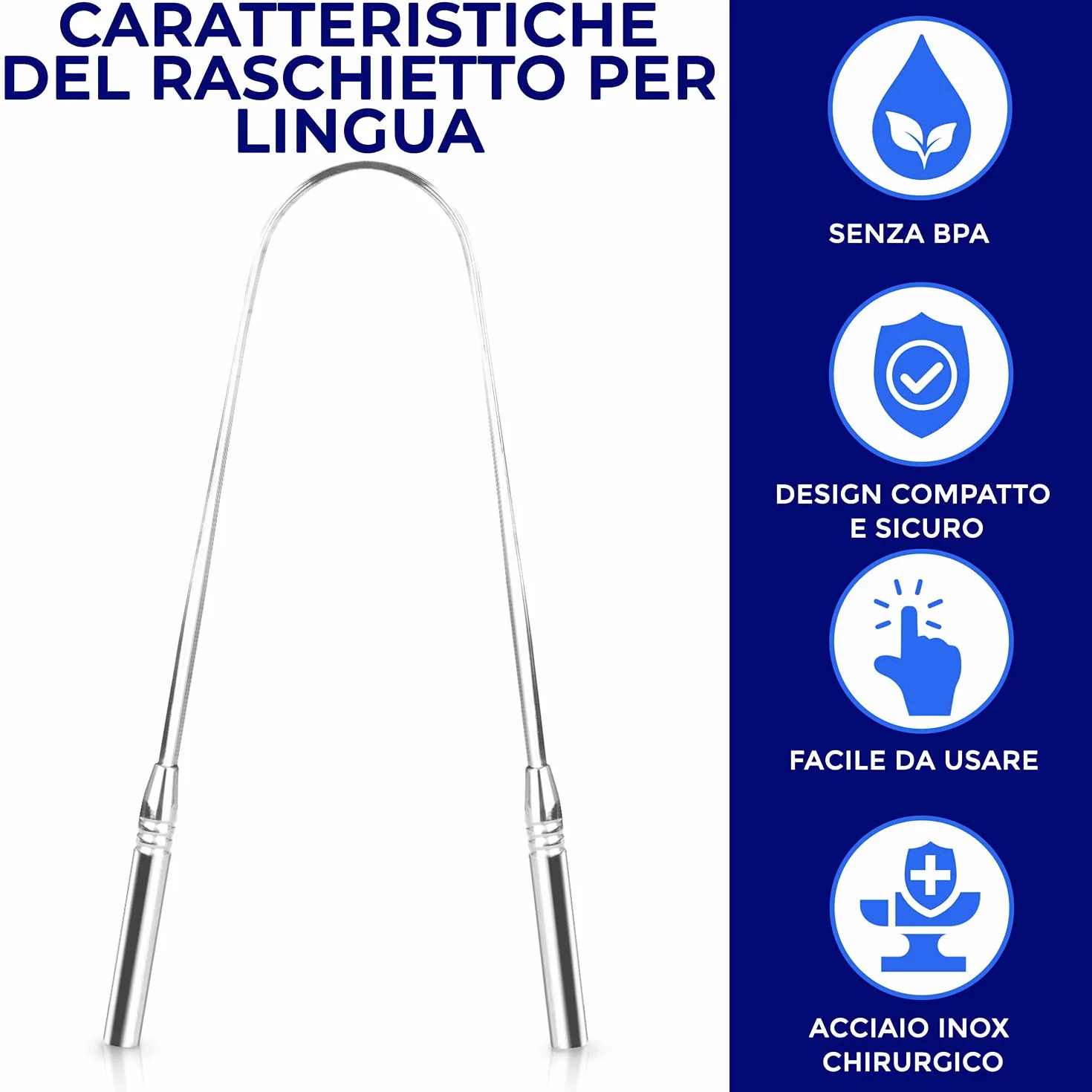 ORAVIX Raschietto lingua acciaio inox pulizia lingua alito cattivo