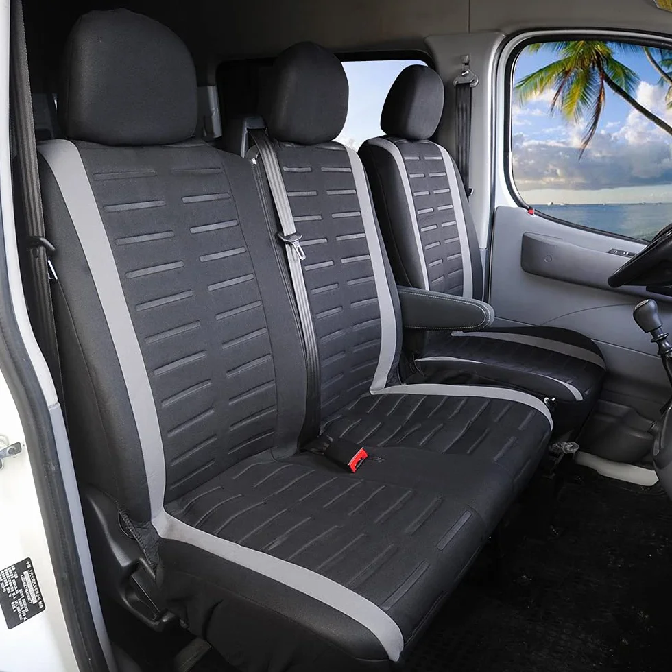 TOYOUN Coprisedili Furgone 3 Posti Universale Coprisedile Auto Singolo Doppio Anteriore Grigio