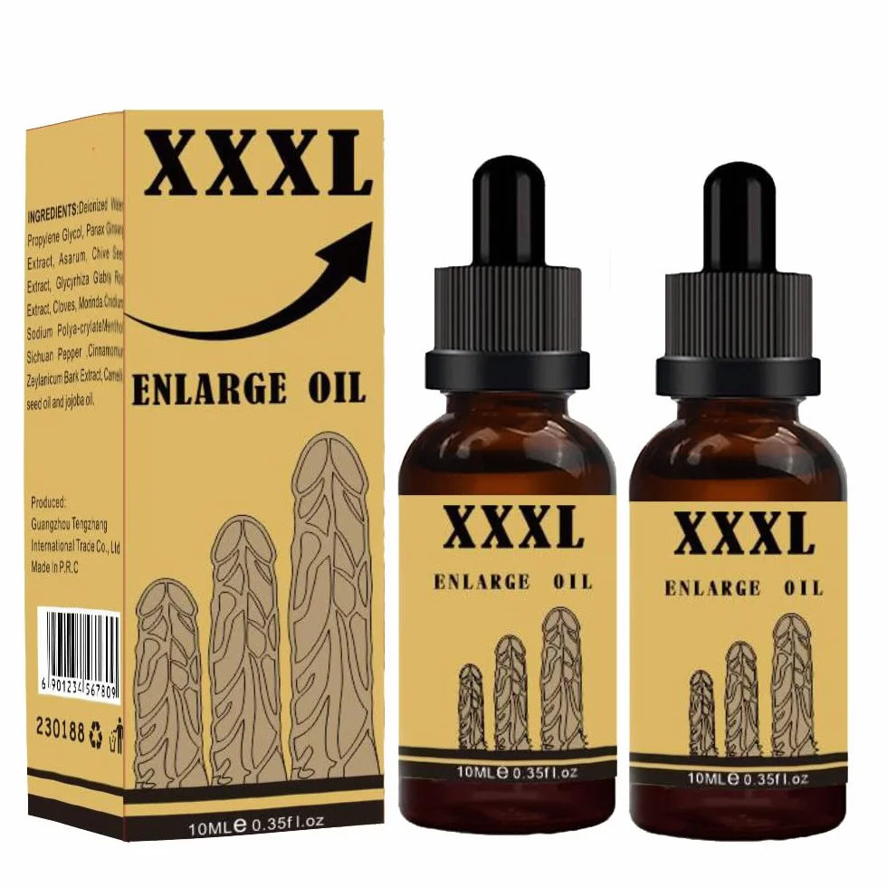 Olio essenziale 10 ml per uomo, olio per ingrandimento del pene extra forte, miglioramento erezione (2 pezzi)