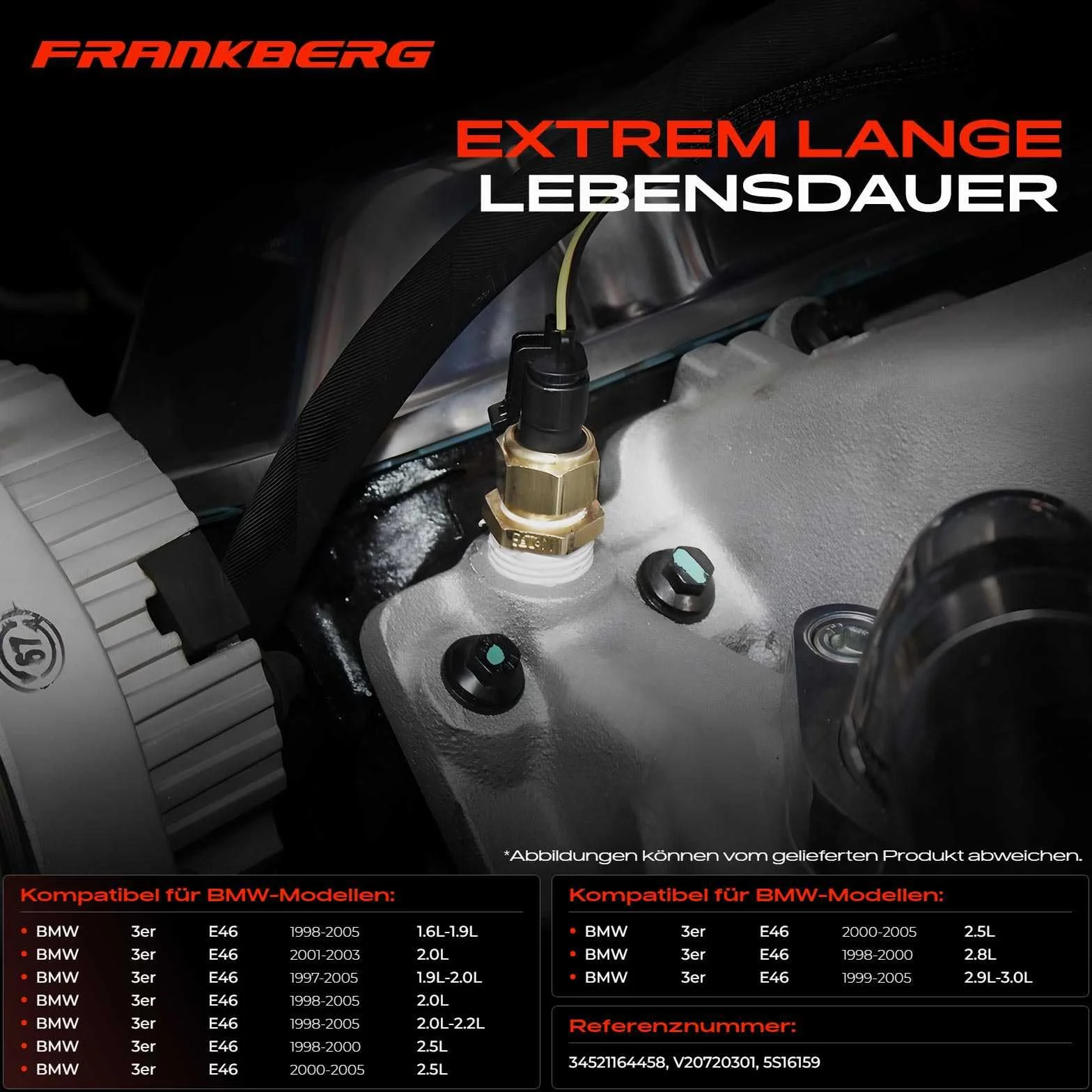 Frankberg Sensore di pressione differenziale 3-Poli Compatibile con Serie 3 Compact E46 Serie 3 Touring E46 Serie 3 E46 Serie 3 Cabriolet E46 Serie 5 E60 Replace# 34521164458