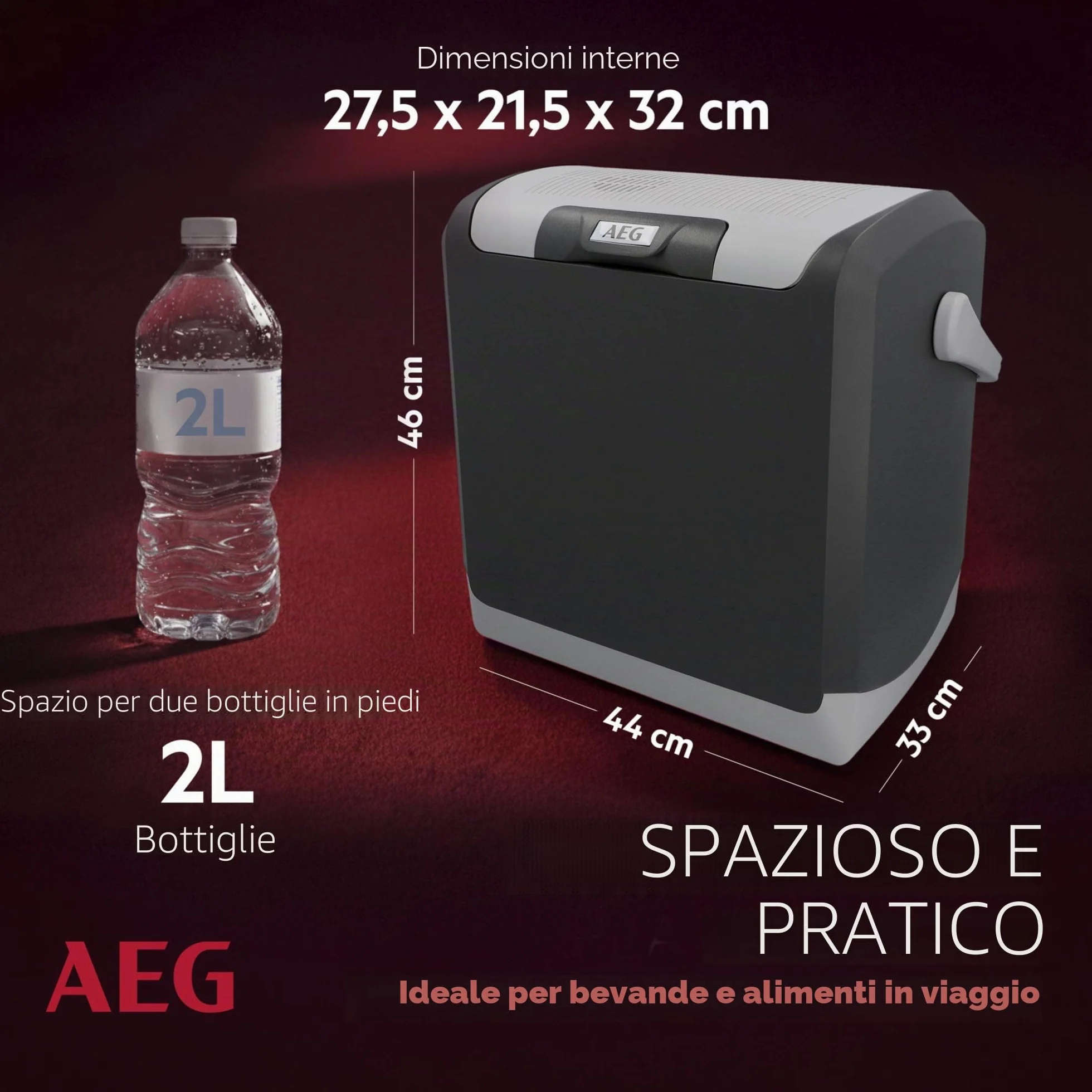 AEG Automotive Thermoelectric Cool Box KK 20 Litri, 12/230 Volt per Auto e Presa, Grigio