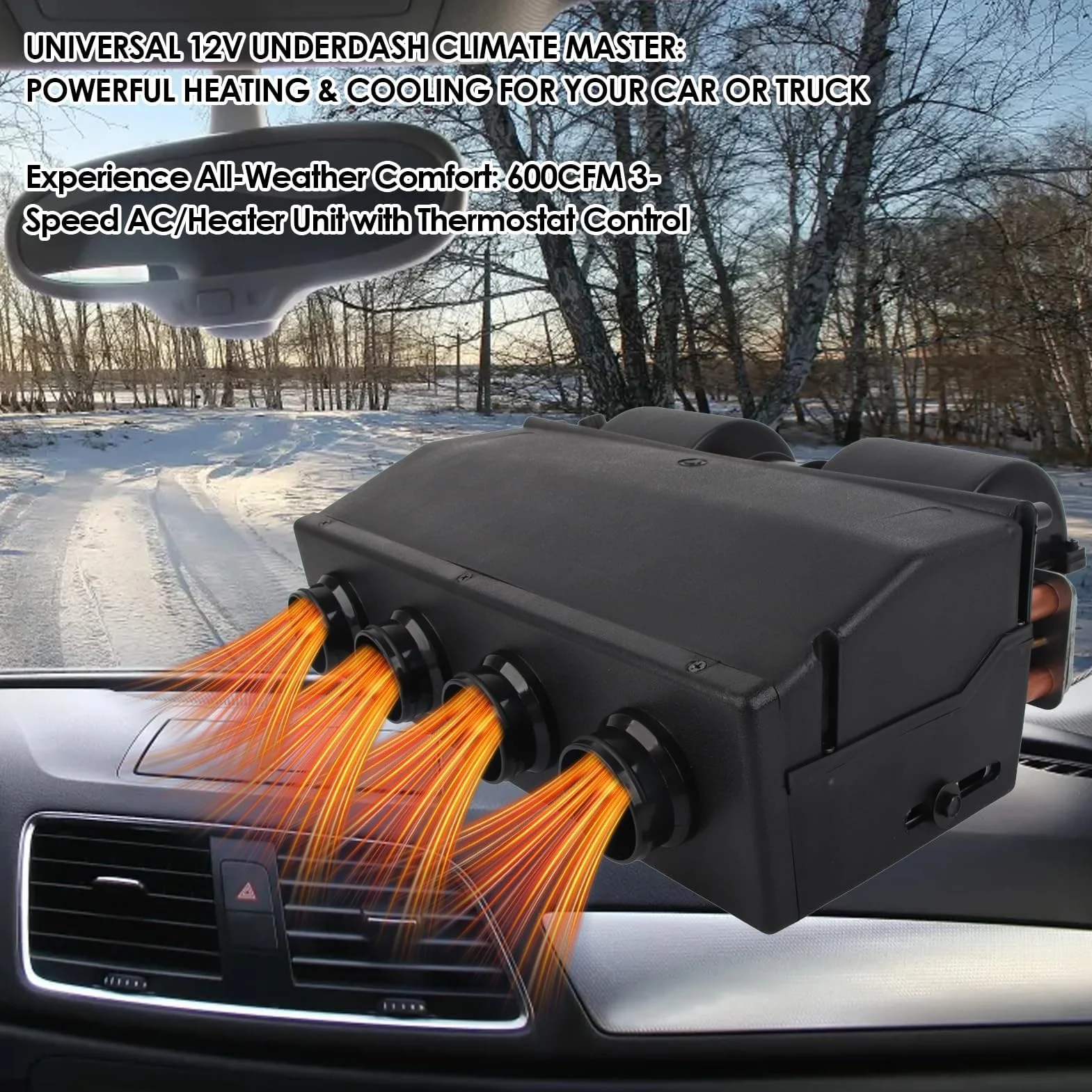 A/C Kit riscaldatore e unità evaporatore 12V 3 velocità 600CFM universale per camion auto