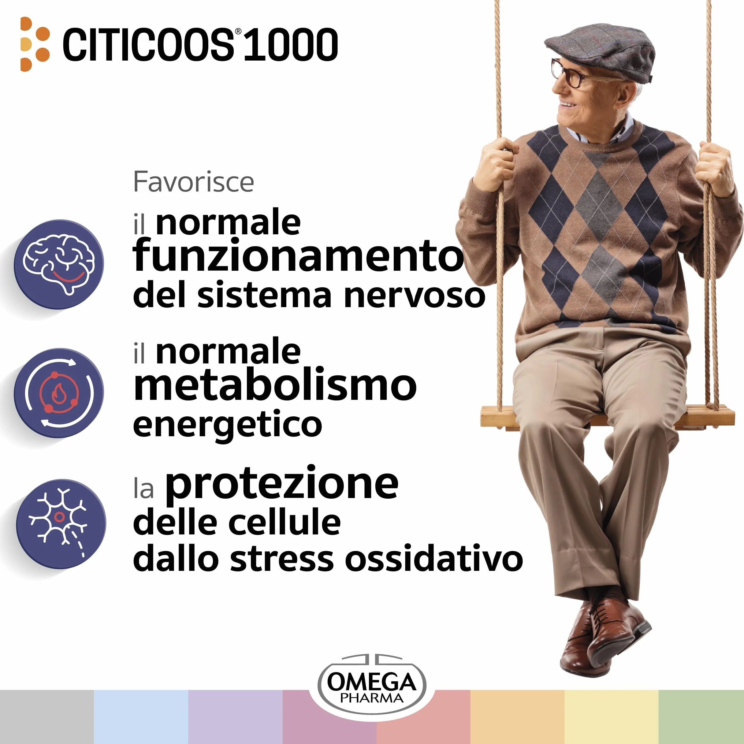 Omega Pharma Citicoos 1000 Citicolina Sodica 1 g Vitamine B3 B2 L-Triptofano 15 Flaconcini