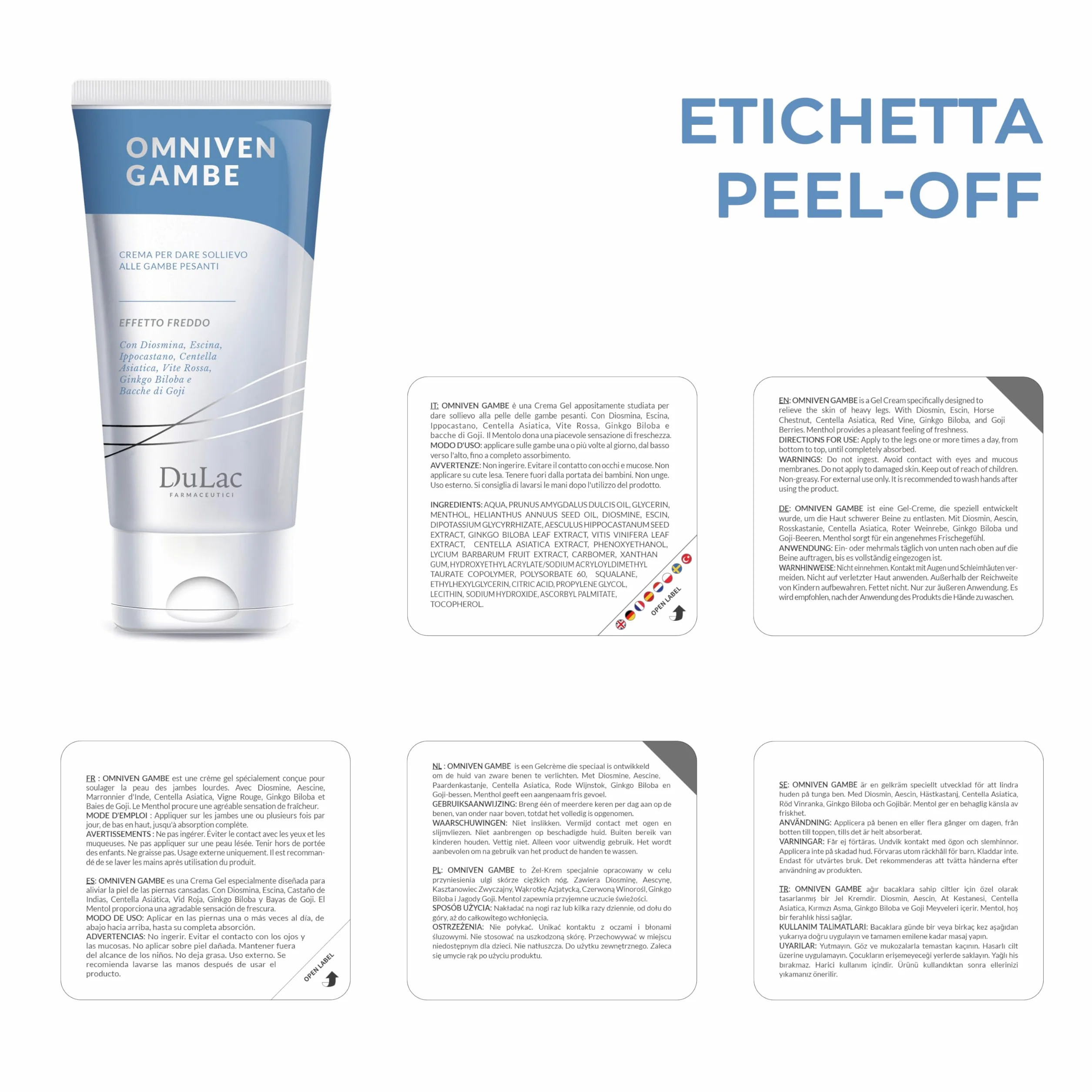 Dulac Omniven Crema Gambe Pesanti Effetto Freddo 150 ml Microcircolo Circolazione Diosmina Rusco Vite Rossa Made in Italy