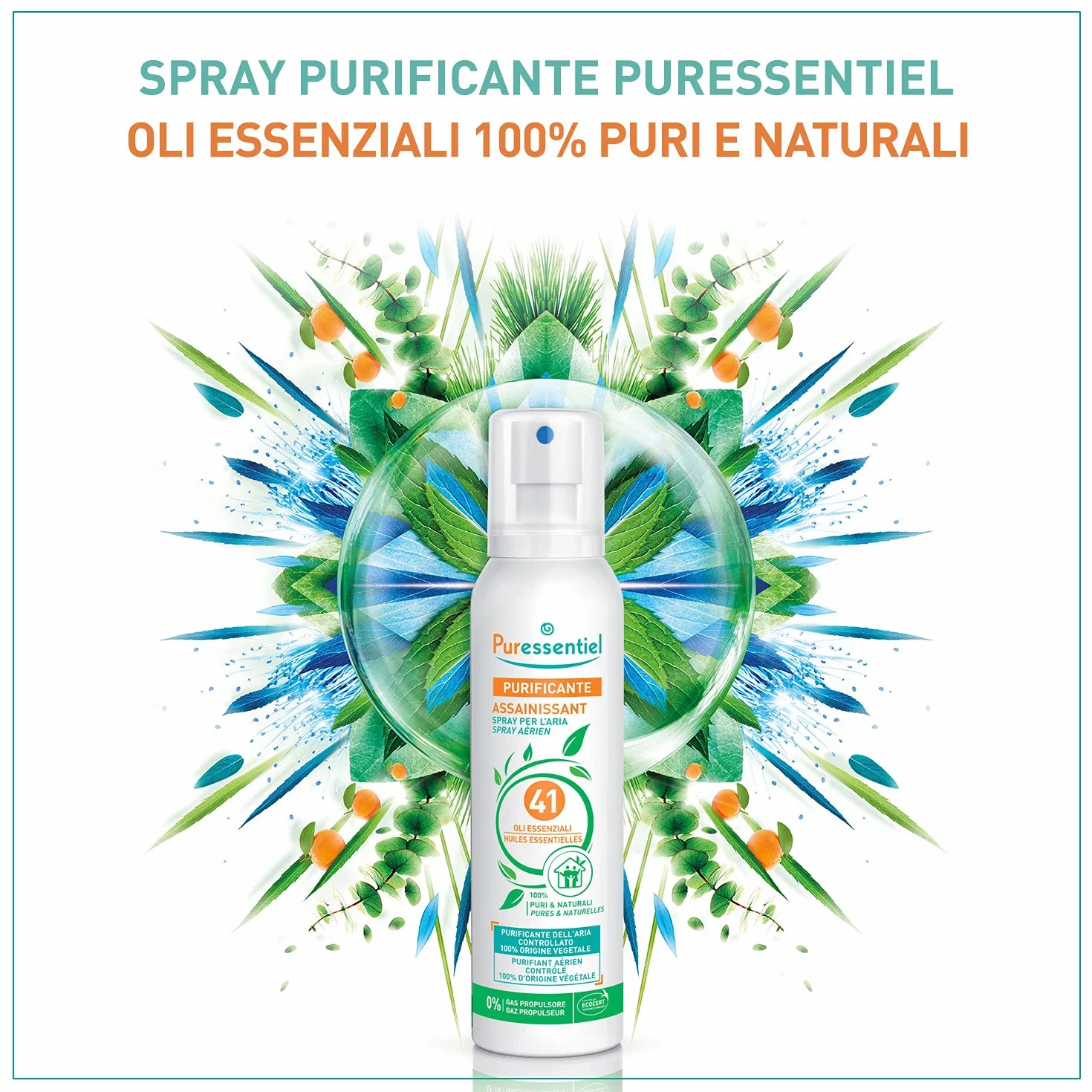Puressentiel Spray Purificante per l'Aria 41 Oli Essenziali 100% Puri Naturali 200 ml