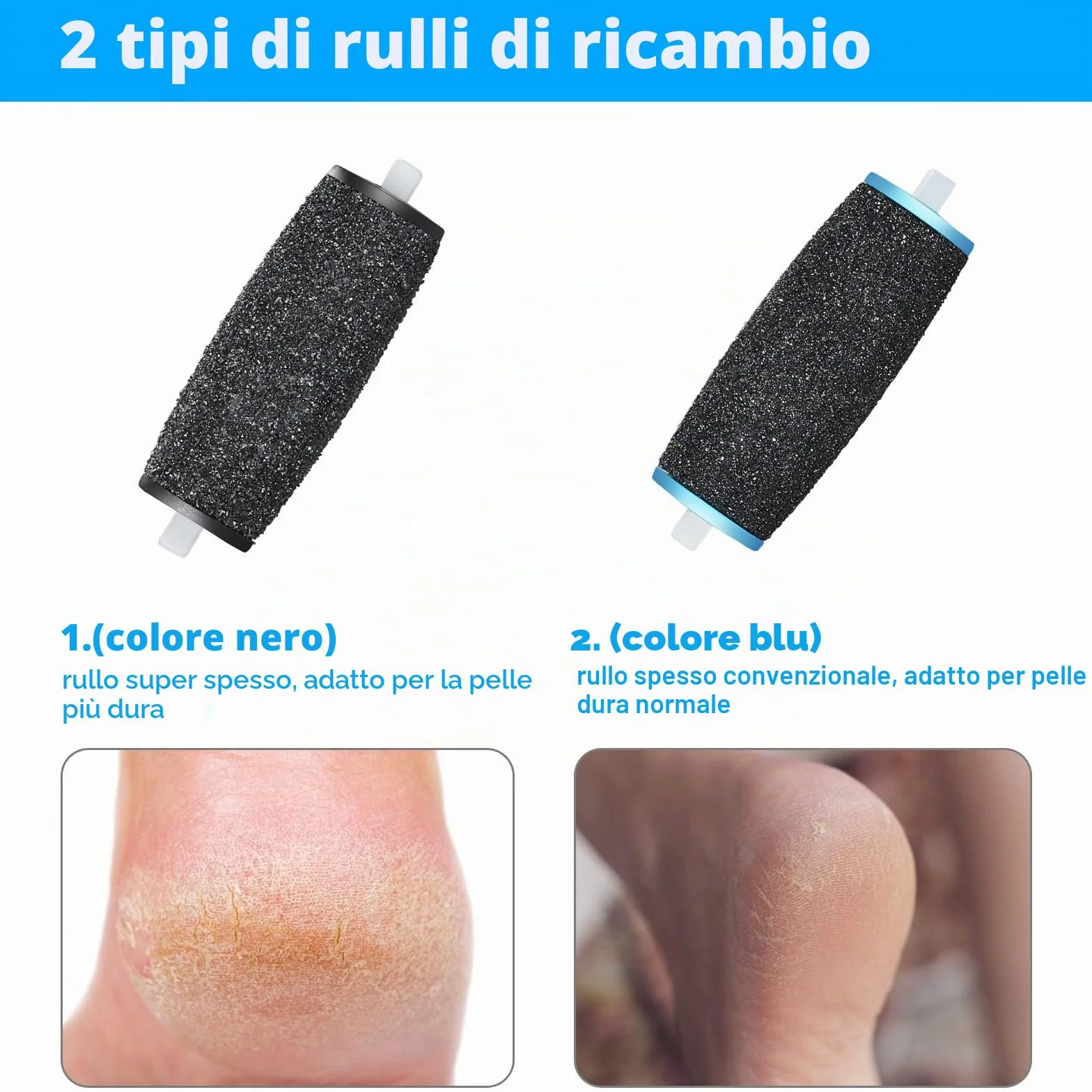 Dr Scholl Velvet Smooth Rullo Pedicure Elettrico 2 Tipi di Rugosità Ricariche Lima Piedi Esfoliante