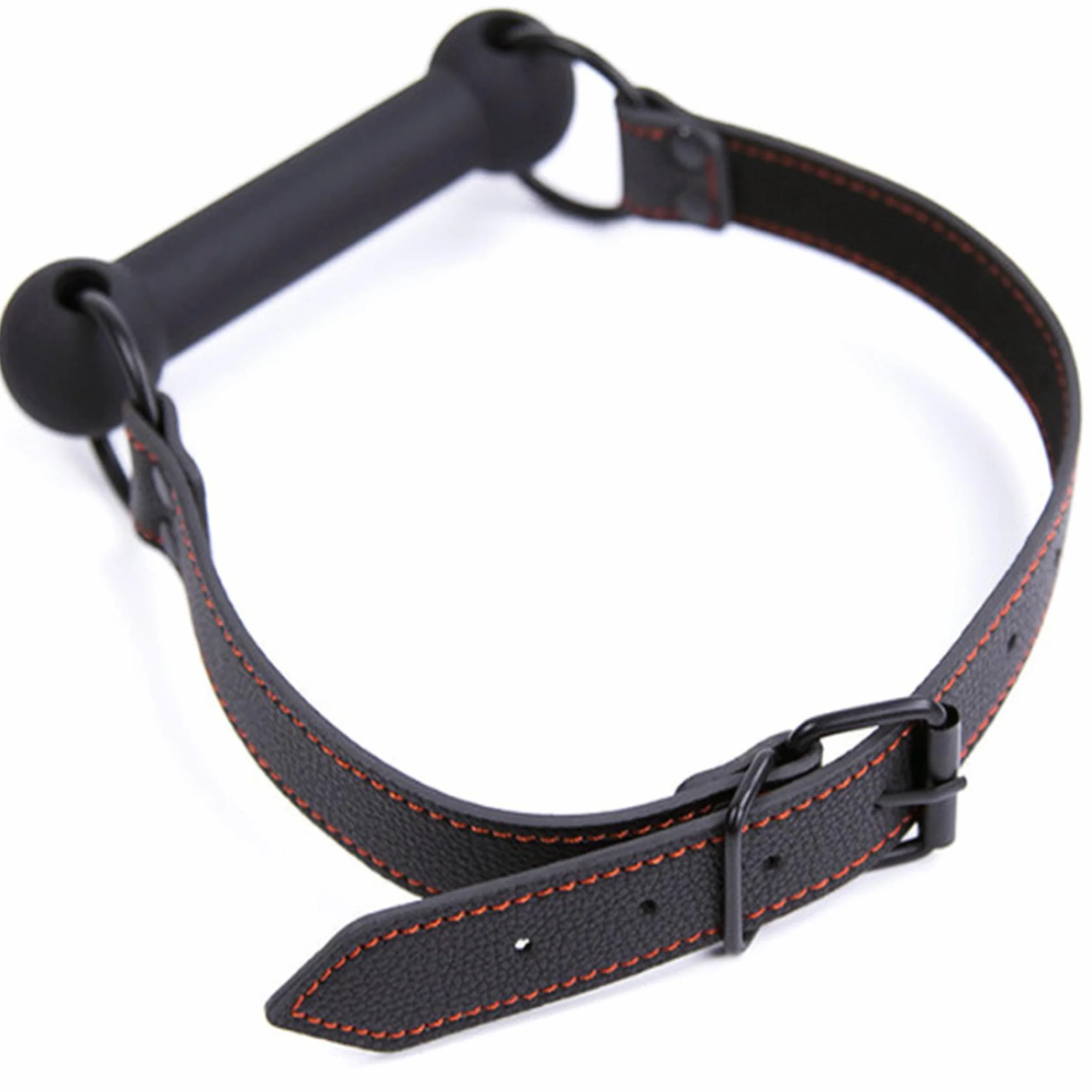 Mouth Gag BDSM a Forma di Osso Nero Regolabile Ecopelle per Bondage Fetish Gioco Ruolo