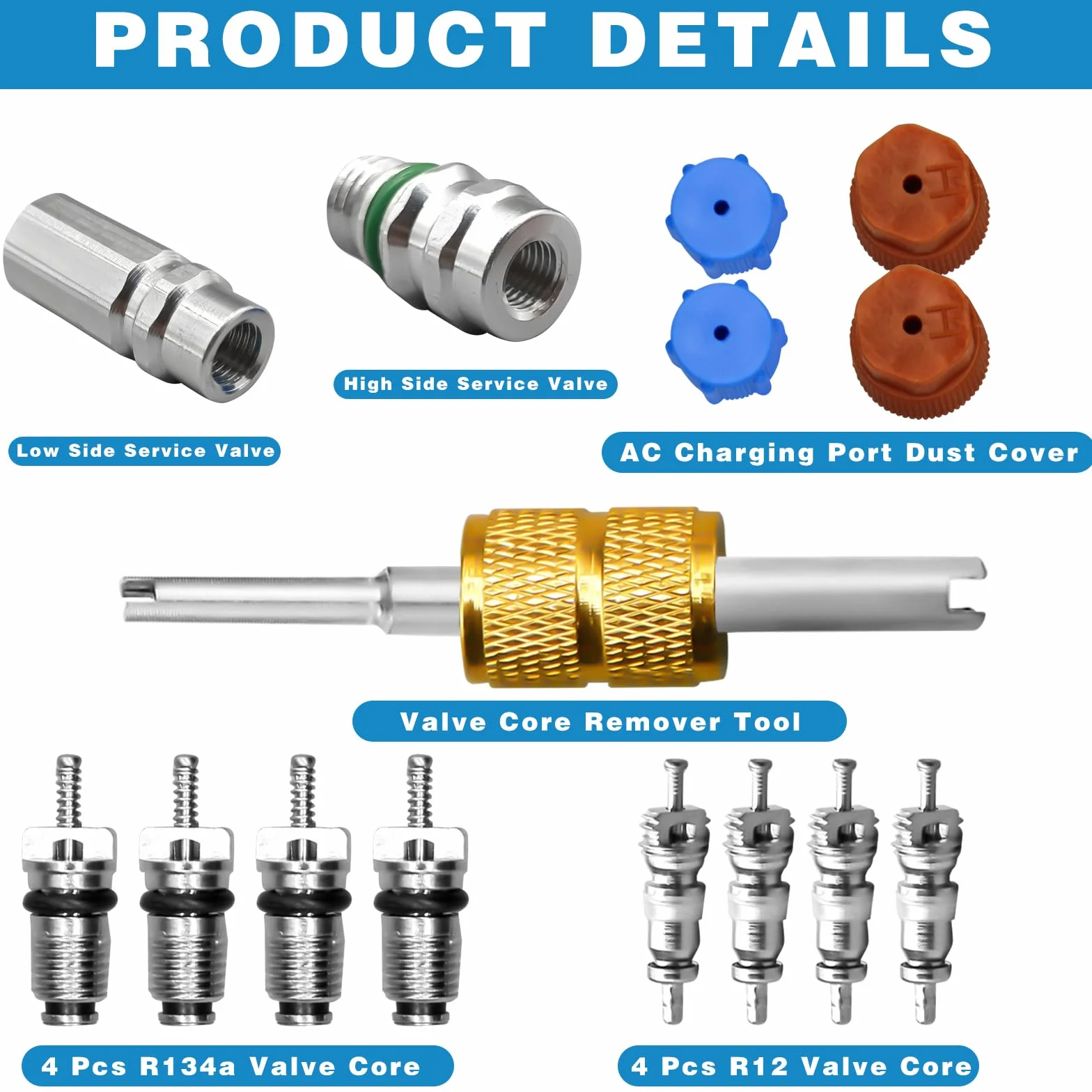 CANIPHA Air Conditioning Valve Kit Nucleo valvola Aria condizionata R12 R134a Porta Servizio AC