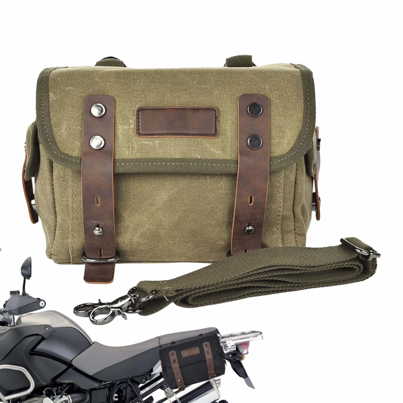 Borsa Da Sella Per Moto Impermeabile In Tela Cerata Resistente Con Fibbia In Metallo