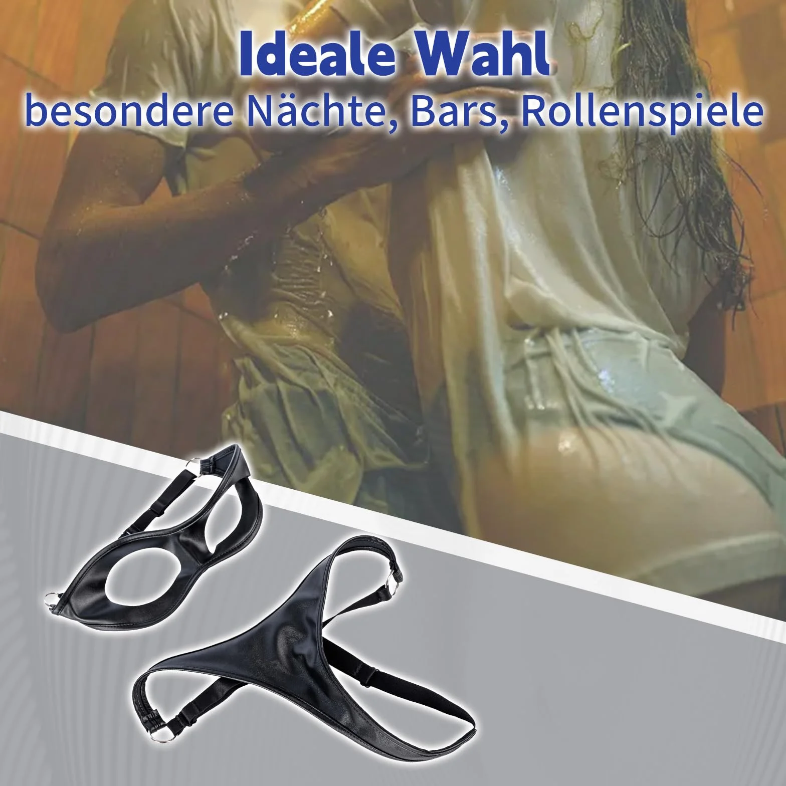 Set di Lingerie in Pelle Sexy Erotico Regolabile Perizoma e Reggiseno per Donne Fetish Bondage
