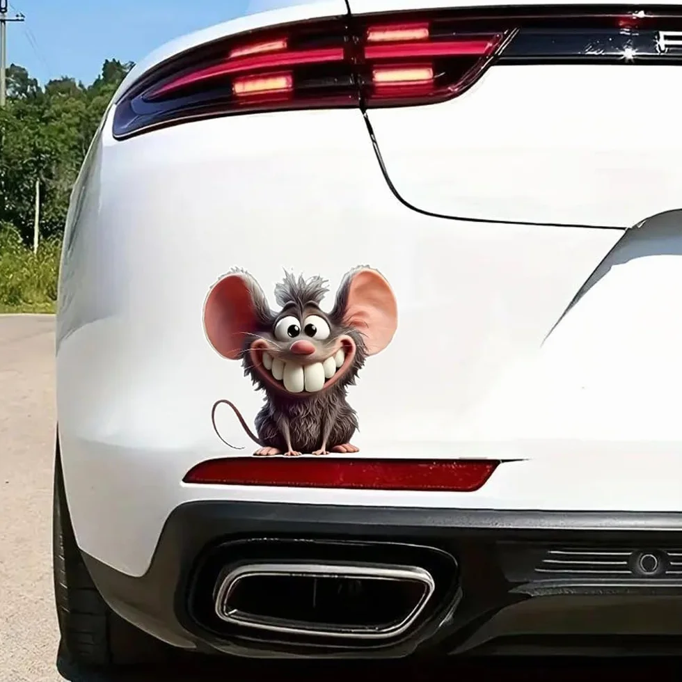 2 adesivi impermeabili per auto, 12 x 12 cm, con motivo topolino di coniglio, adatti per auto, laptop, paraurti, caschi, vetri (DZ138)