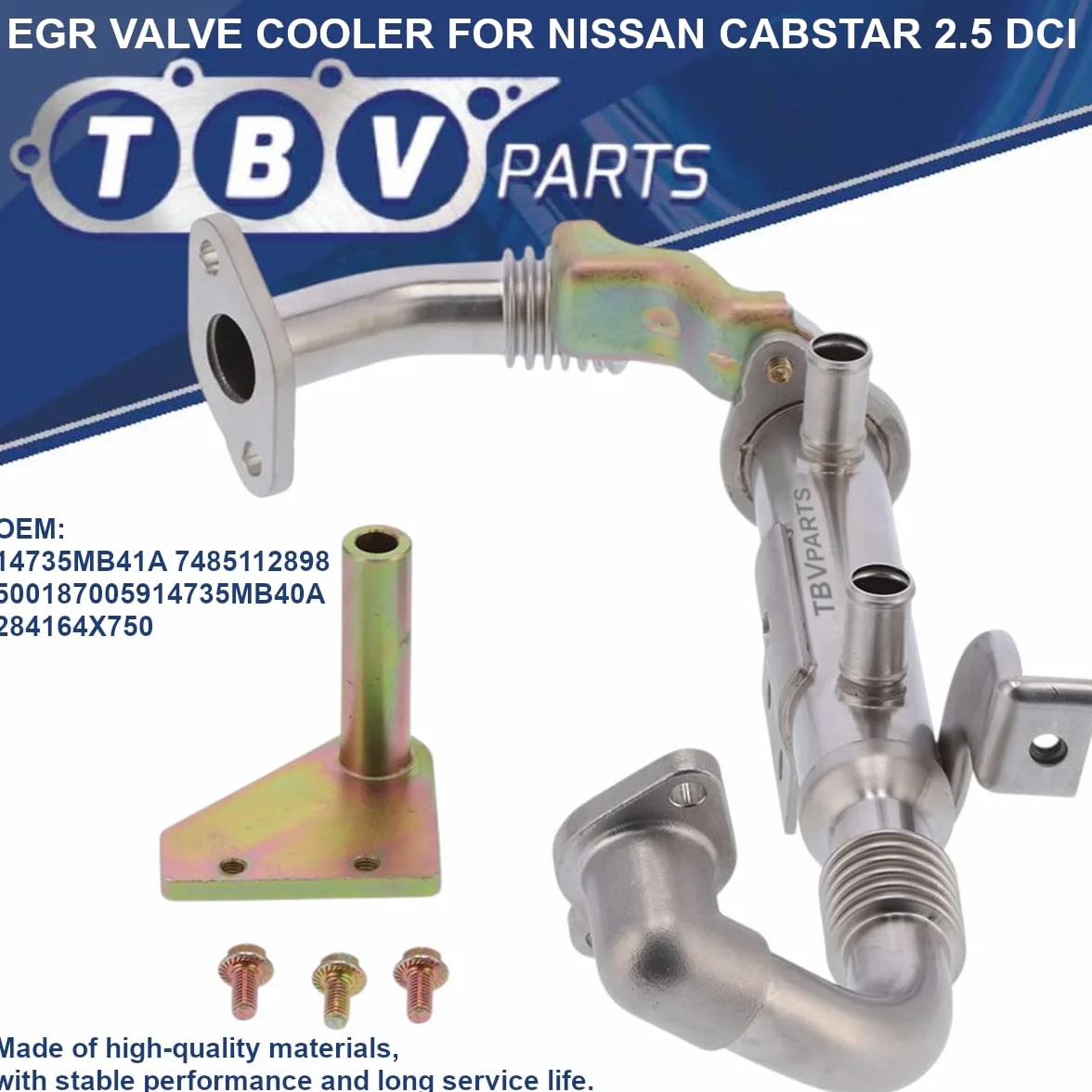 Refrigeratore EGR 2.5 DCI 4735MB41A 7485112898 5001870059 14735MB40A 284164X750 Frigorifero valvola EGR Elemento Refrigeratore per Cabstar (F24M, F24W) 2006-2013