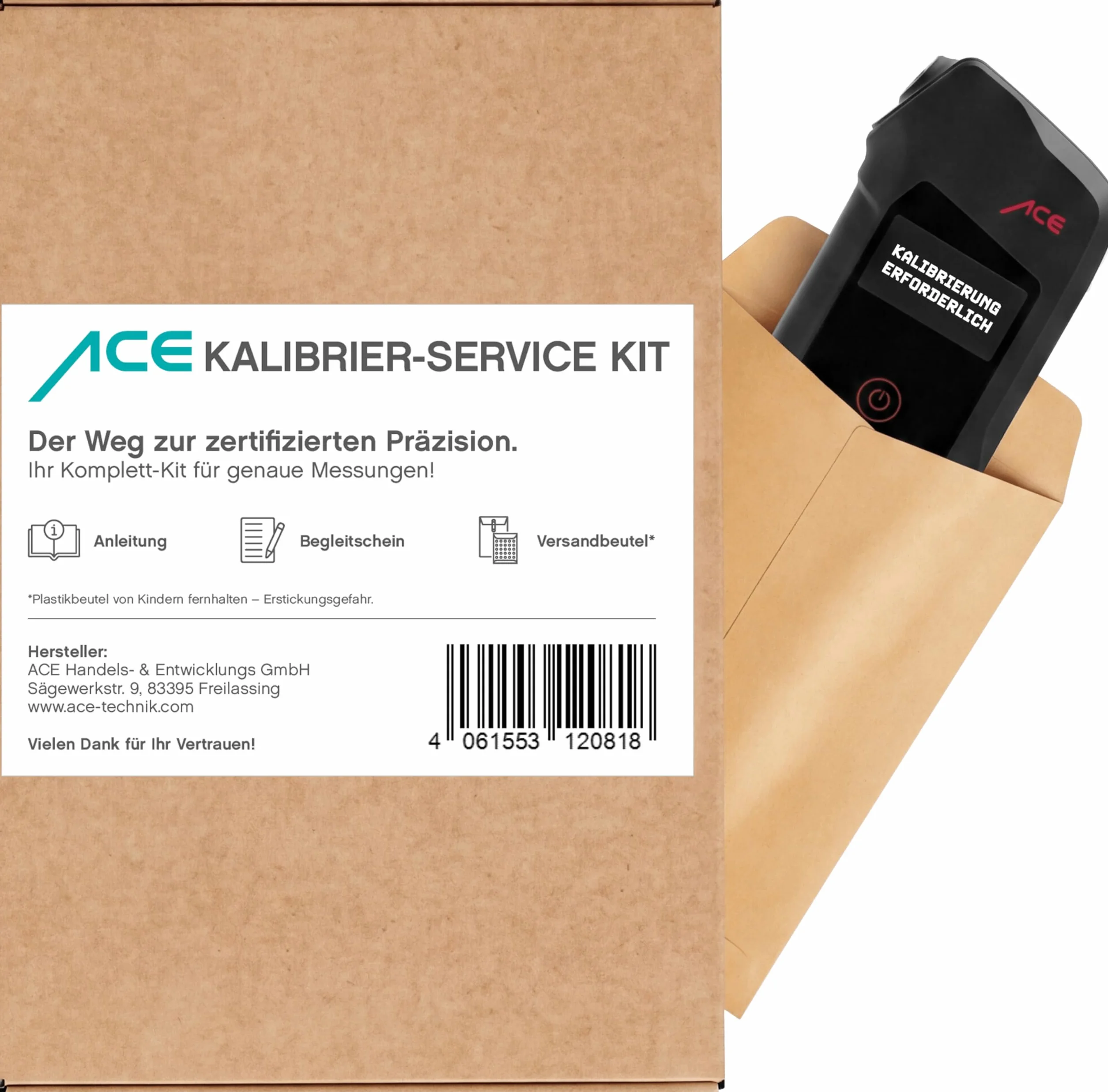 ACE Taratura etilometro – servizio completo con etichetta di andata e ritorno – controllo professionale di laboratorio