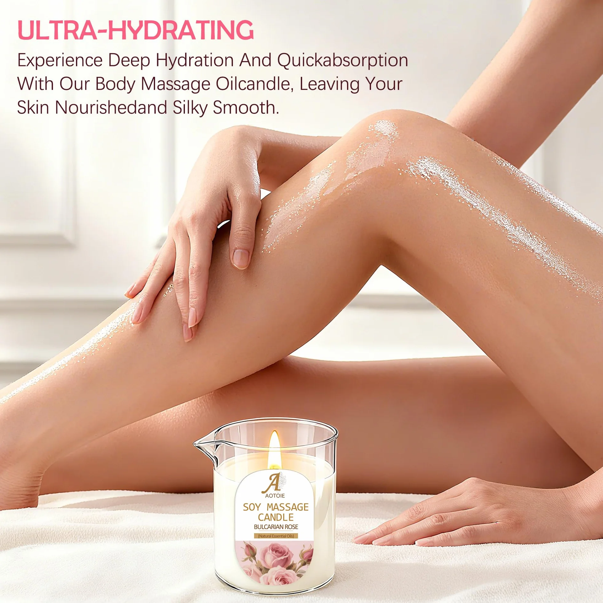 Candela Massaggio Olio di Lavanda e Rosa 240ml Bassa Temperatura per Coppie Relax SPA