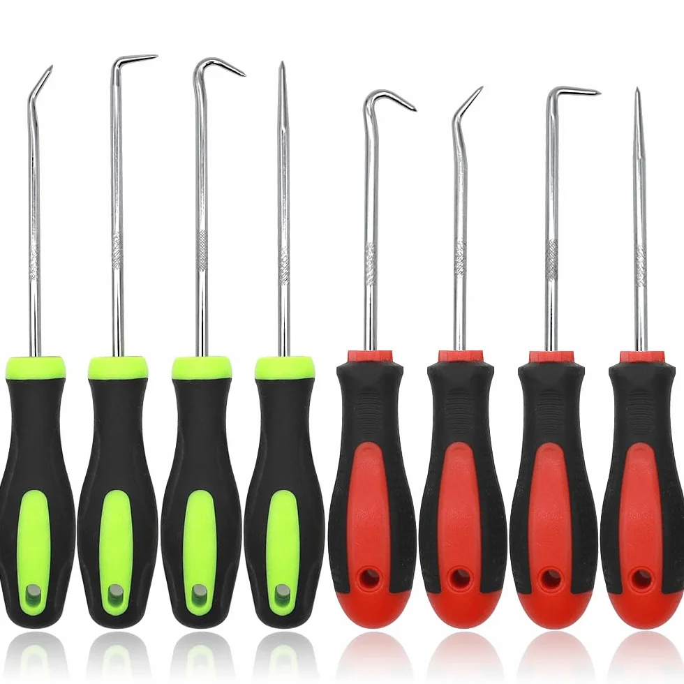 Set di 8 Pezzi Ganci per Paraolio 15-17cm Kit Estrattore per Paraolio con Impugnatura Antiscivolo Strumento di Rimozione Guarnizione O-ring per Auto