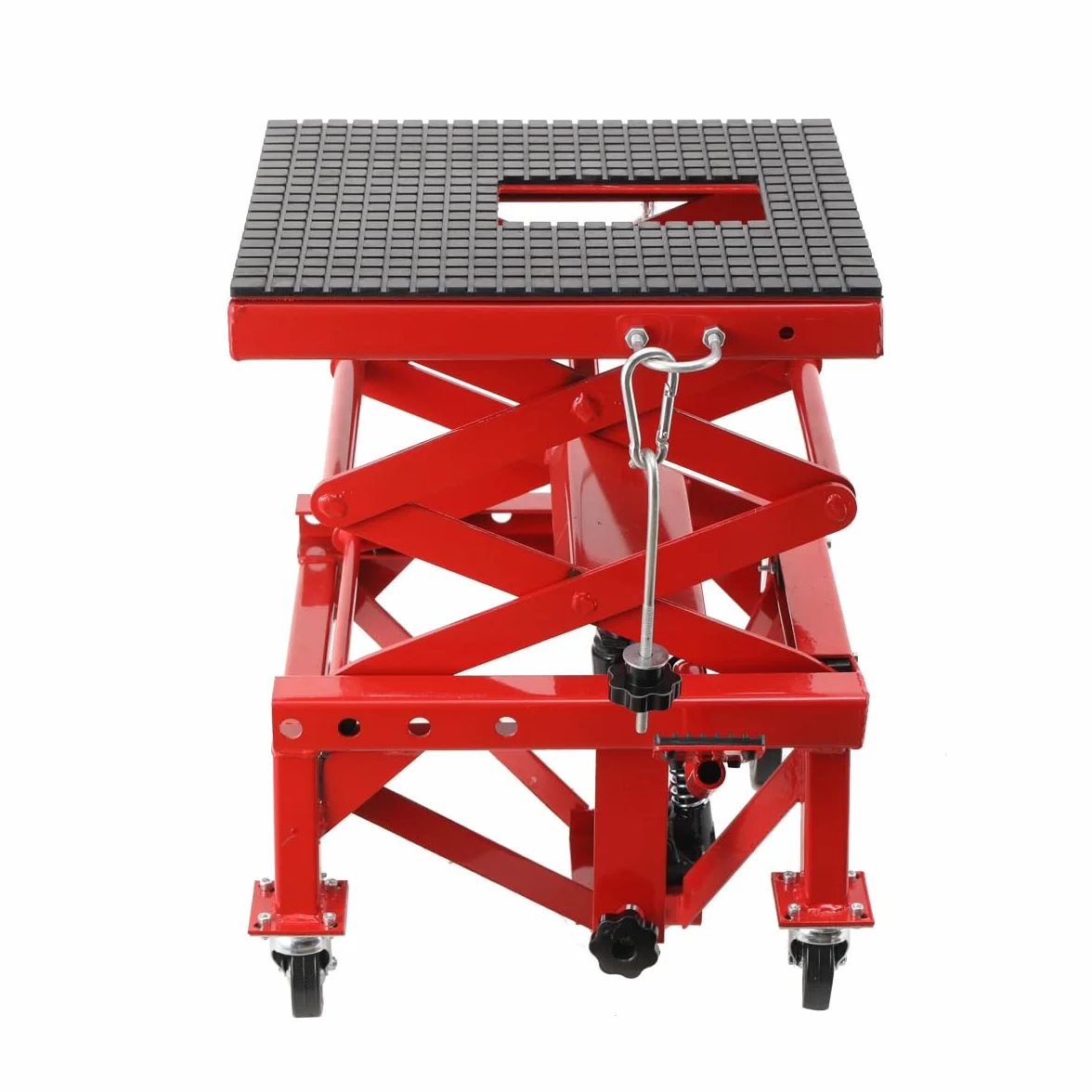 Ponte Sollevatore Moto con capacità 200 kg, Sollevamento da 350 a 905 mm, Cavalletto Idraulico Alzamoto per Moto da Cross, Stabilità e Sicurezza Garantita