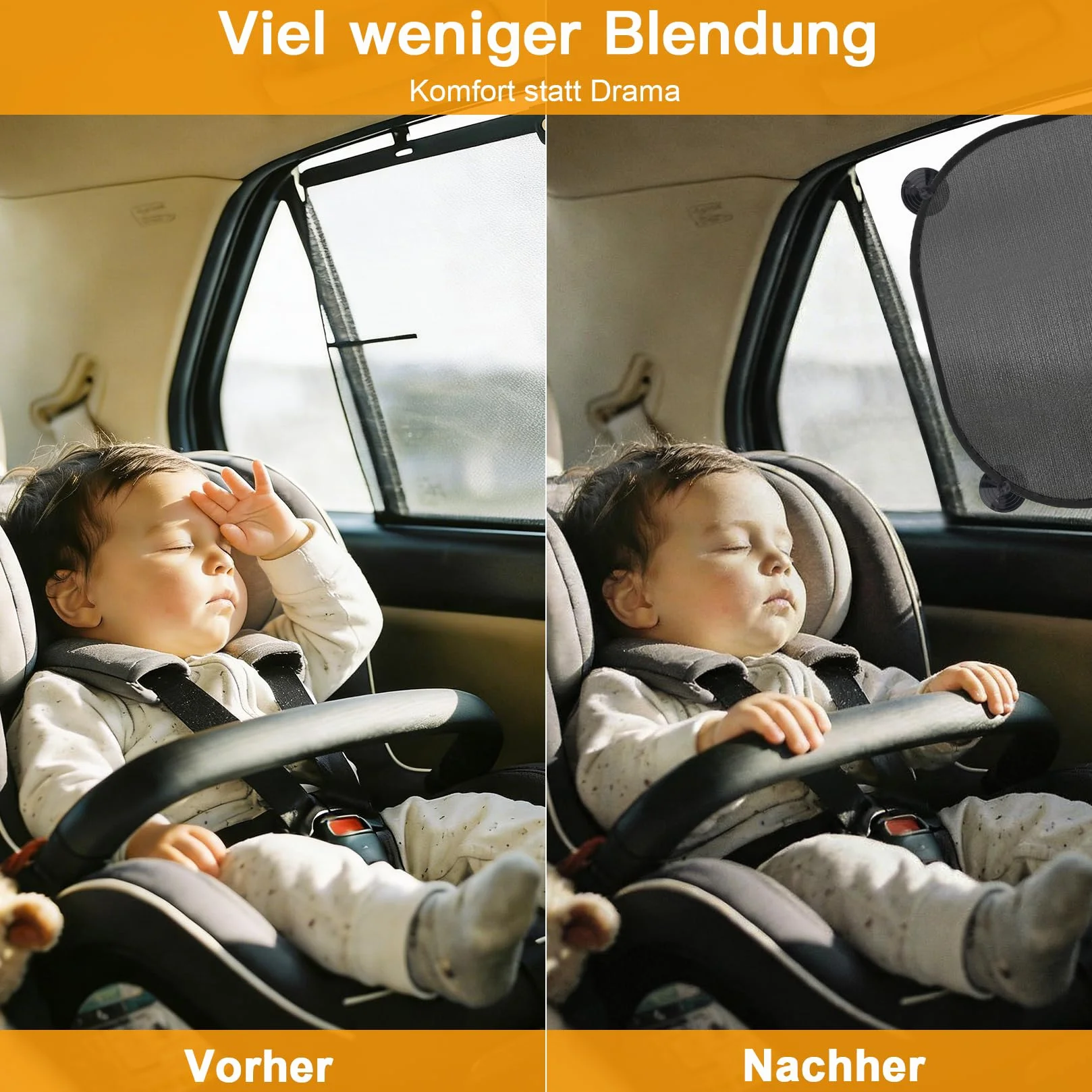 2 Pz Tendine Parasole Auto Bambini, Tende Parasole Auto Ventosa, 44 x 37 cm Tenda Oscurante con Ventose con Protezione UV per finestrini autos con 8 ventose
