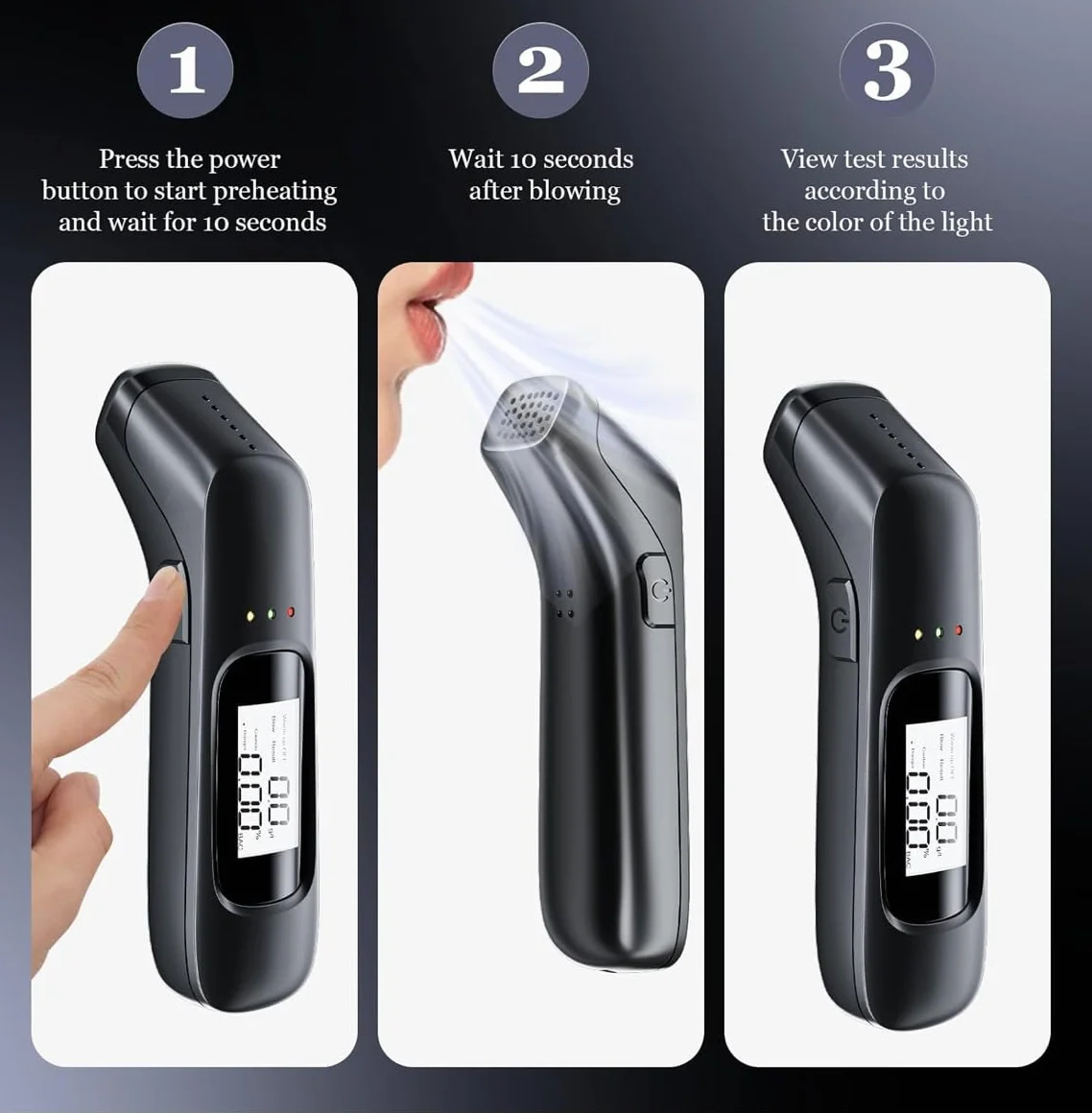 Generico Etilometro Portatile Certificato, Alcol Test con Display LCD Carica USB Etilometro Portatile Professionale ad Alta sensibilita, precisione di Grado, per Uso Domestico e Feste.