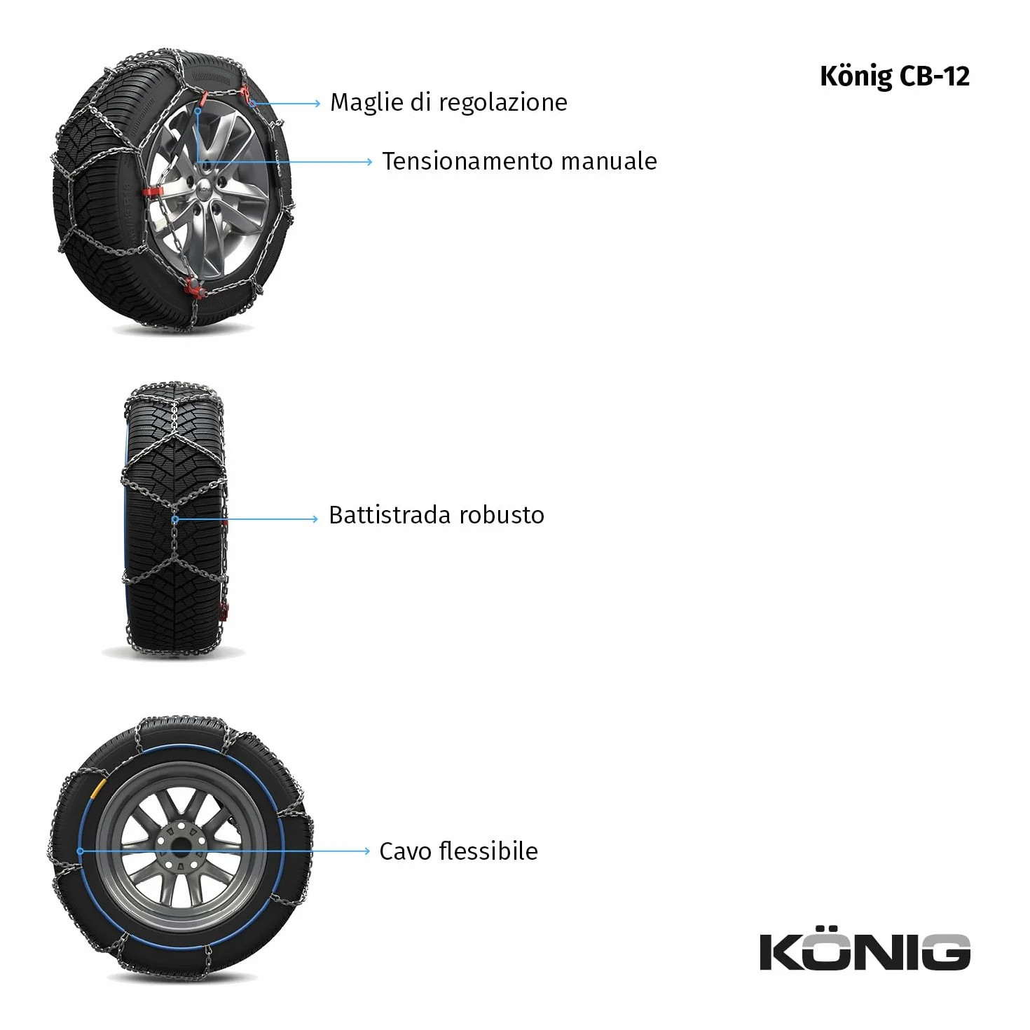 KÖNIG CB-12 090 Catene da Neve