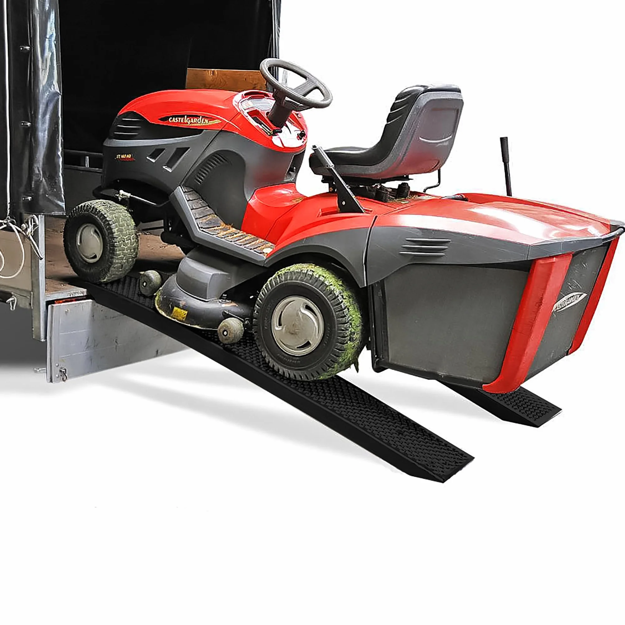 UISEBRT 2 Pezzo Rampa da carico fino a 400kg - 135cm Binario di carico in Lamiera di Acciaio Zincato - Rampa da marciapiede Antiscivolo per Auto Moto Tosaerba Trattorini - Nero