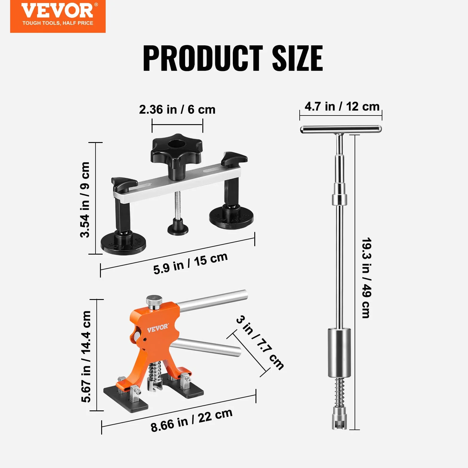 VEVOR Kit 69 Pezzi Strumento Riparazione Ammaccature Ponte Potenza 20 W per Carrozzeria Auto